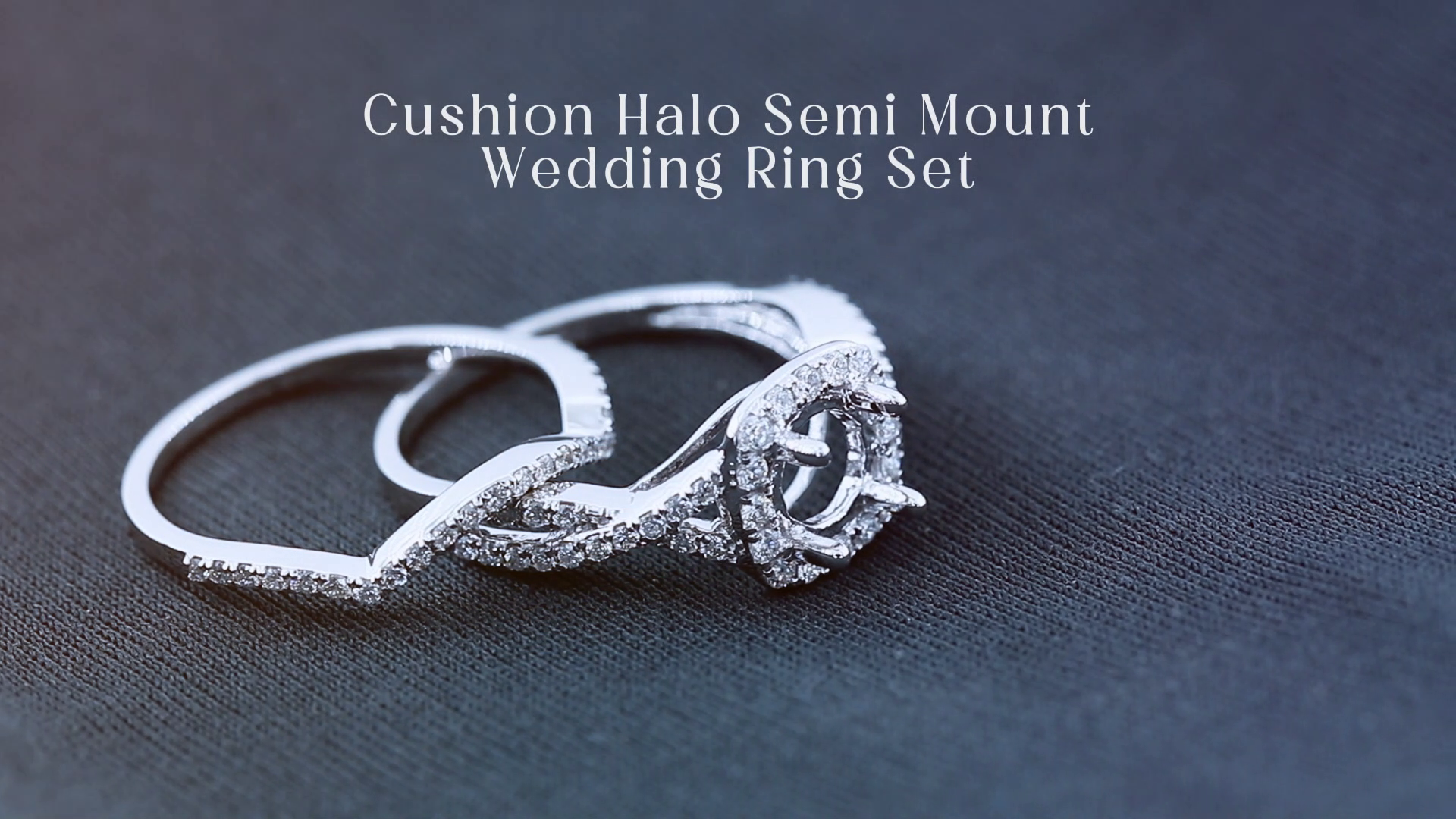 Gorgeous Cushion Halo Cubic Zirconia Wedding Ring Set In Gold – 2.55ctw Sparkling White Stones, Split Shank Design