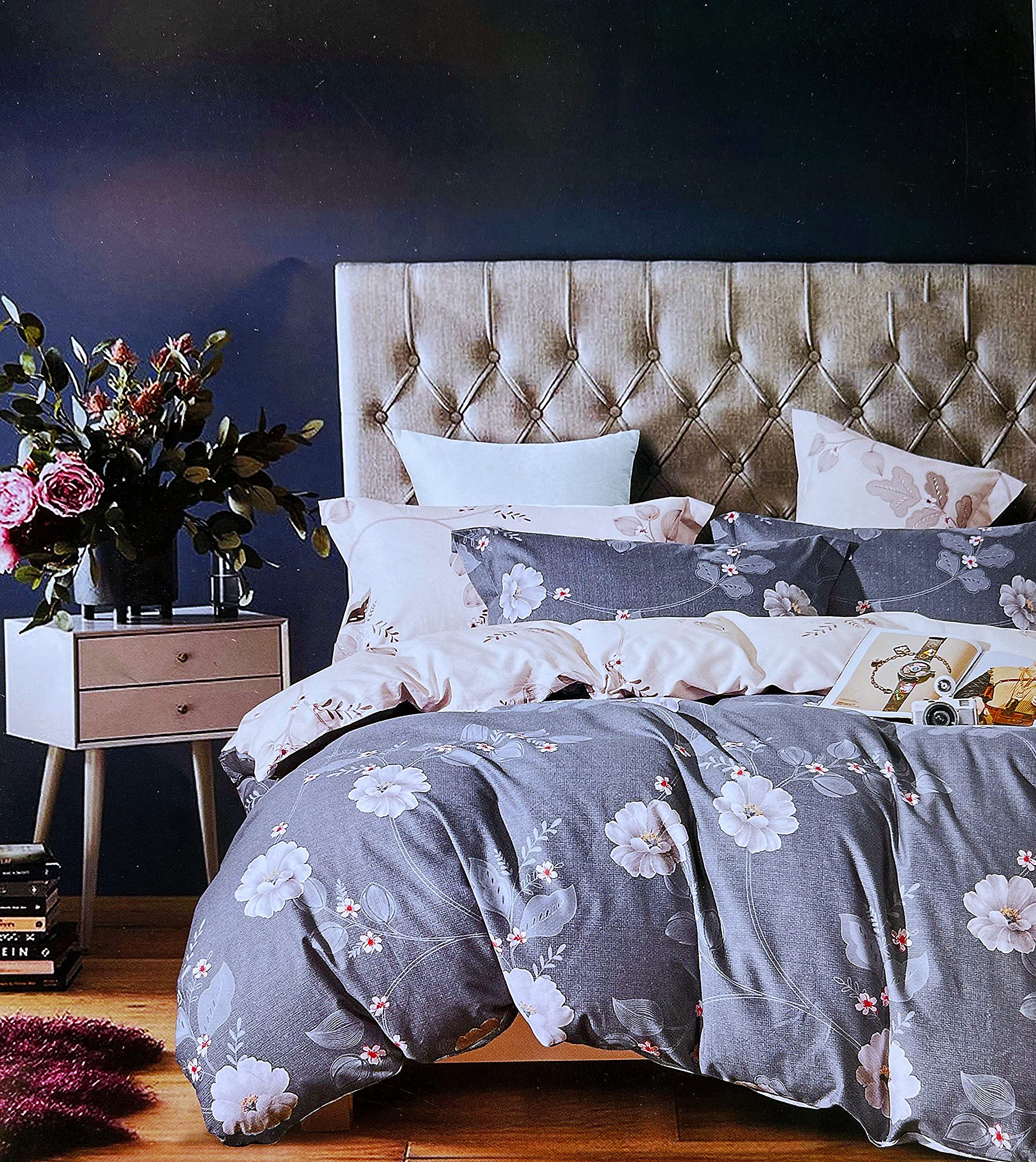 Deng Home Textile King Size Bedding Sets 6 pieces, 400 Thread Count 100% Cotton -1Quilt Cover -1Bed Fitted Sheet -4Pillow cover King Size And Superking (King Size 220cm*240cm)