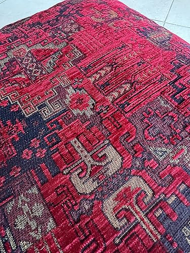 Miniatura 5 de Kilim Patterned Pouf Ottoman Footstool Handmade Ethnic Design Indoor Outdoor Traditional Floor Cushion (26 x 26 x 8 in)