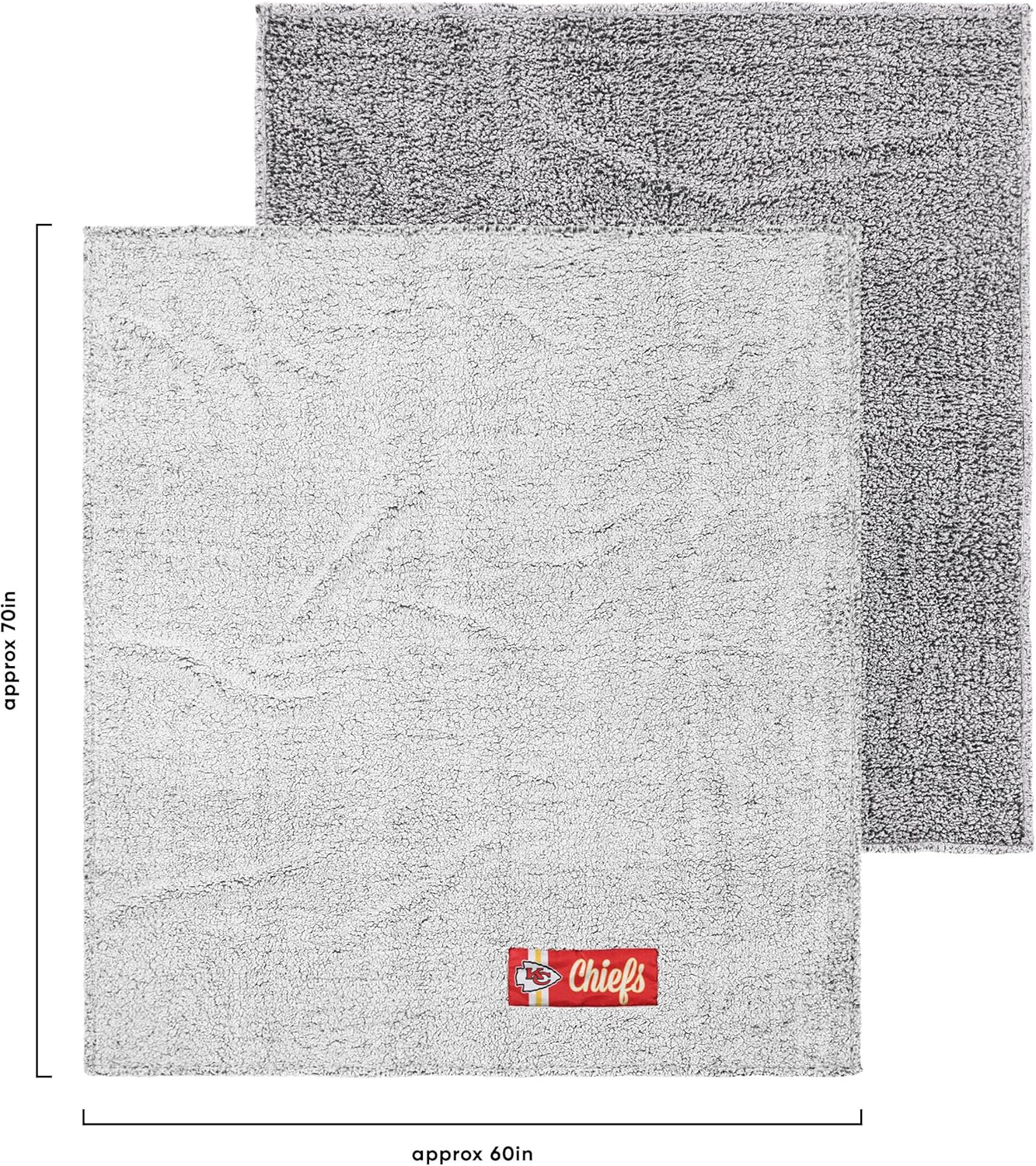 FOCO Kansas City Chiefs NFL Big Logo Cloud Sherpa Blanket & NFL Kansas City Chiefs Men's Poly Knit Cup Sole Slipper, Team Color, Large (11-12)