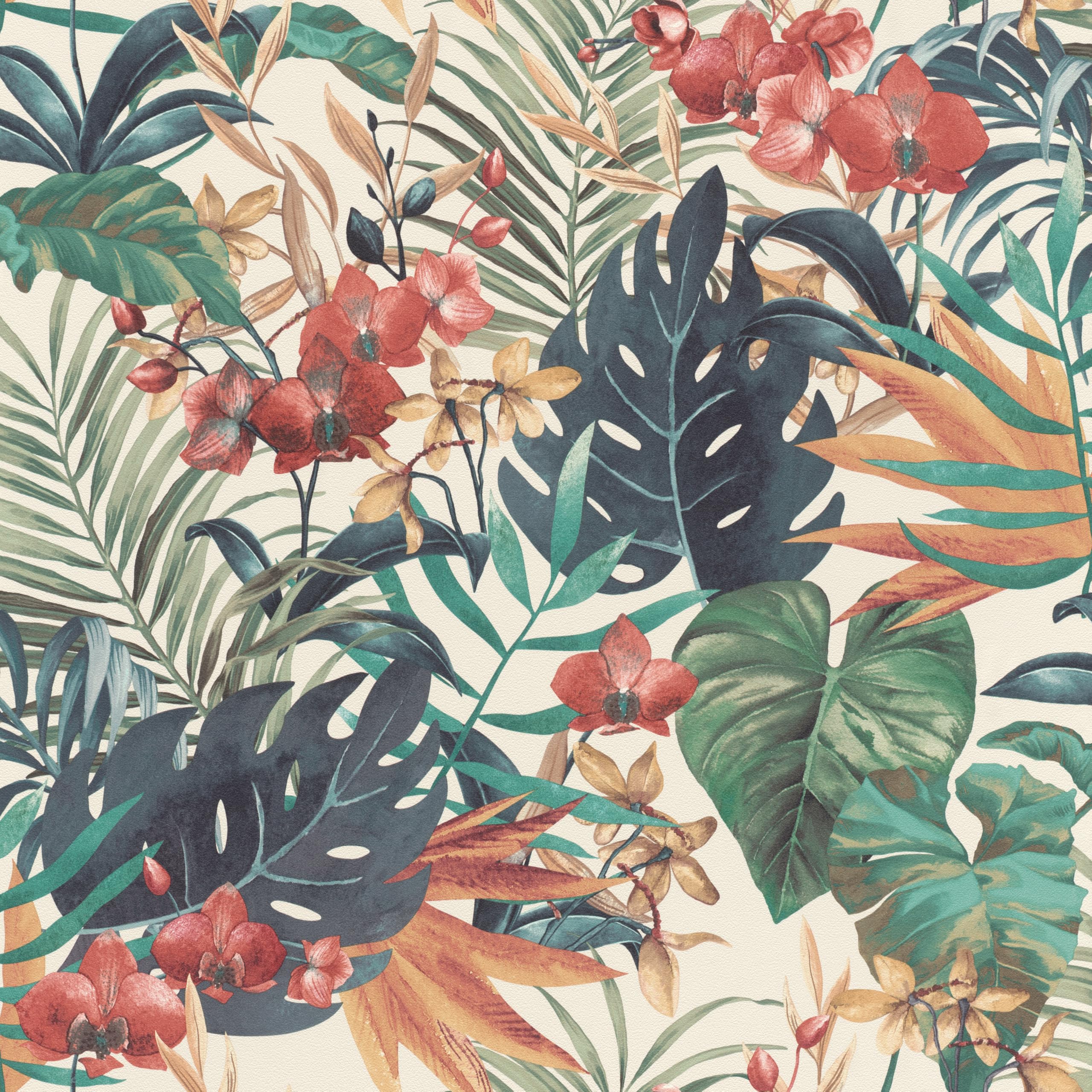 Tropical Leaf Wallpaper Green Yellow White Red Jungle Paste The Wall Vinyl