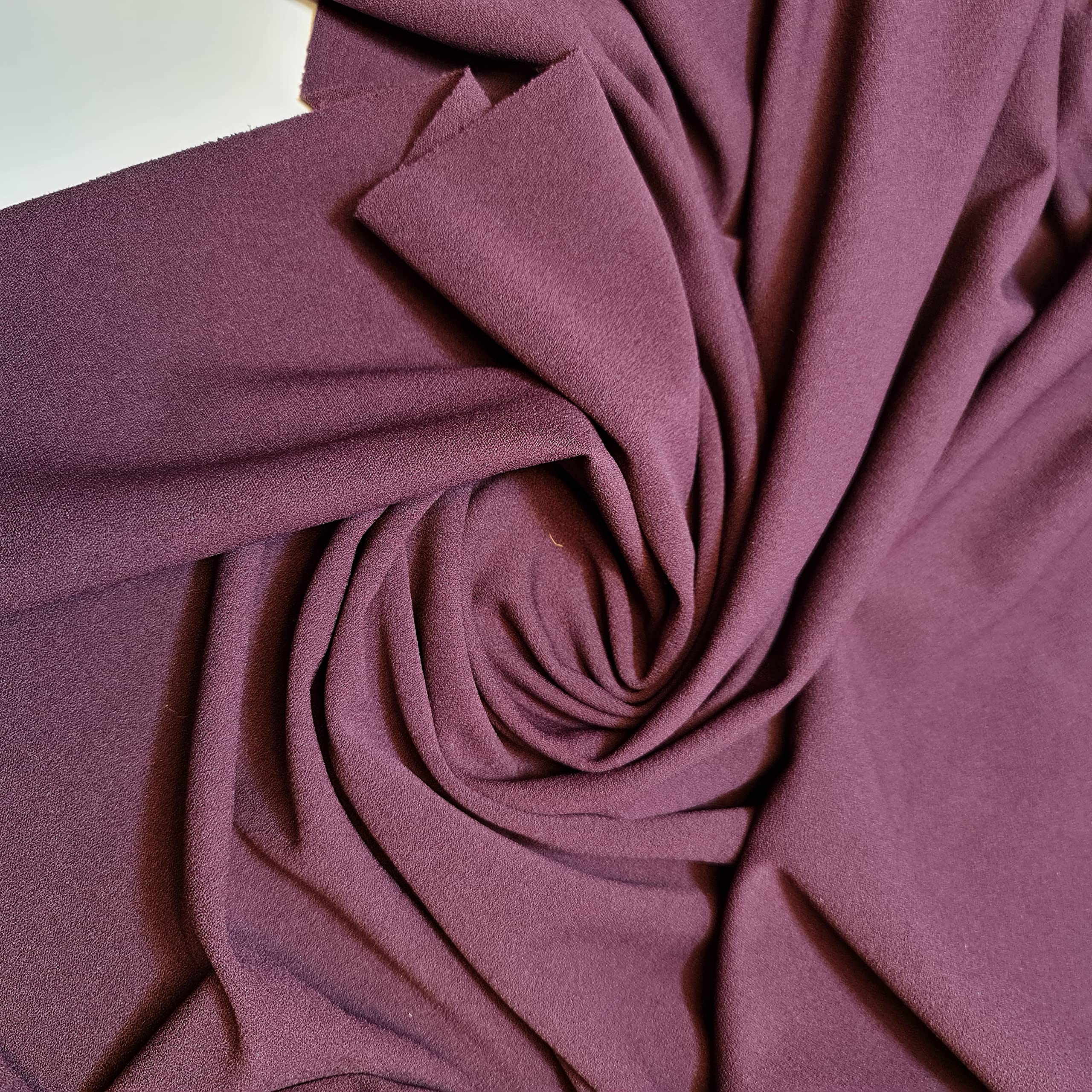 Scuba Crepe Breathable Superior Quality Stretch Wet Suit Dress Fabric 140cm Wide (2 Meter, Plum)