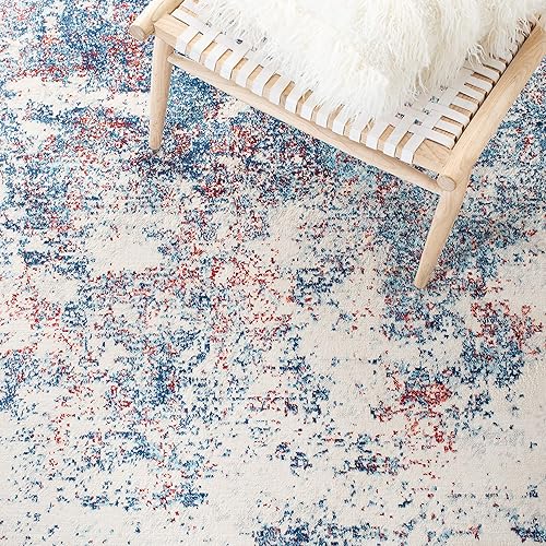 Miniatura 31 de SAFAVIEH Brentwood Collection - Alfombra de área de 9 x 12 pies, gris claro y azul, diseño abstracto moderno, no desprende pelusa y de fácil azul