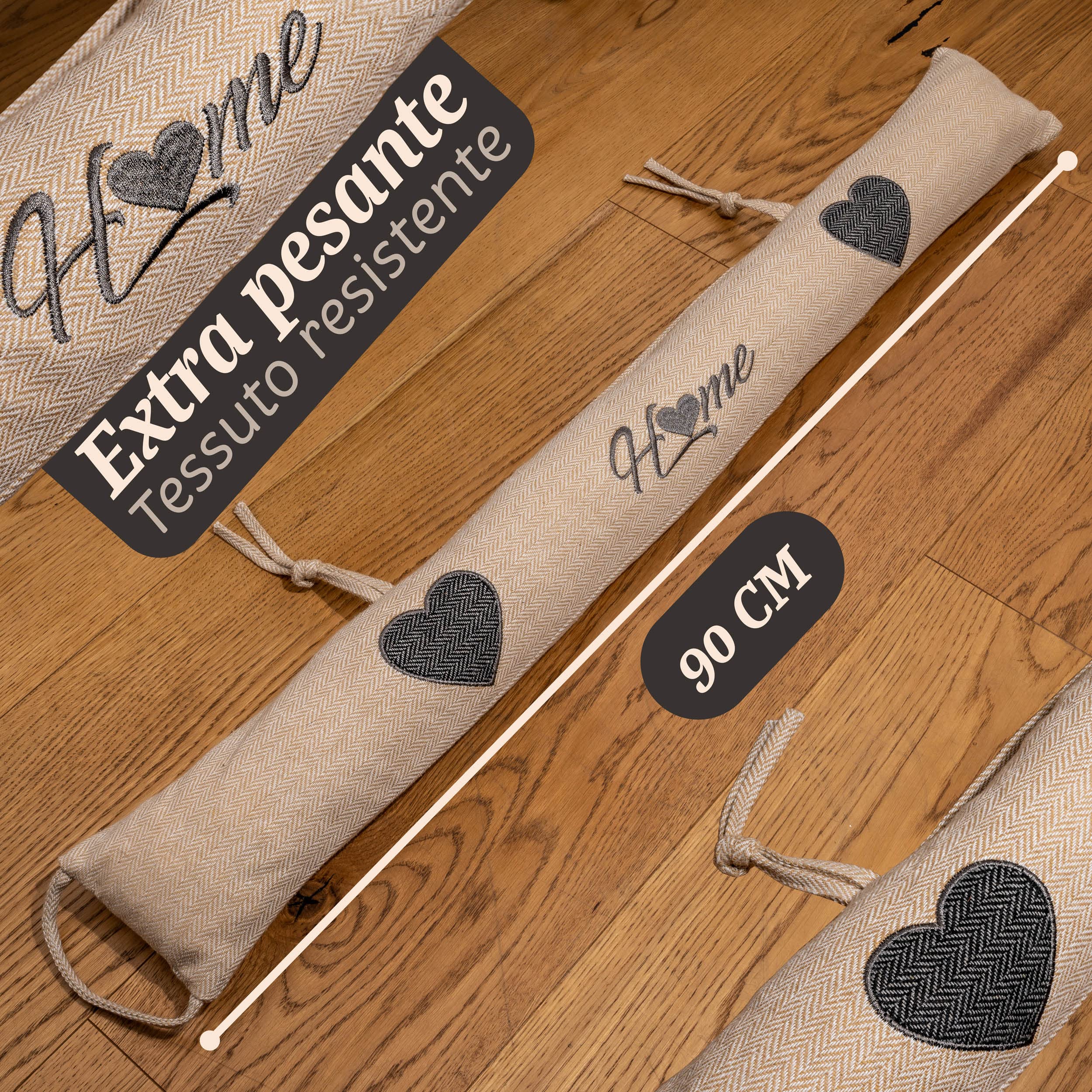 Praknu Paraspifferi Isolante per Porte e Finestre 90 cm - Lavabile - Risparmio Energetico - Extra Pesante - Beige