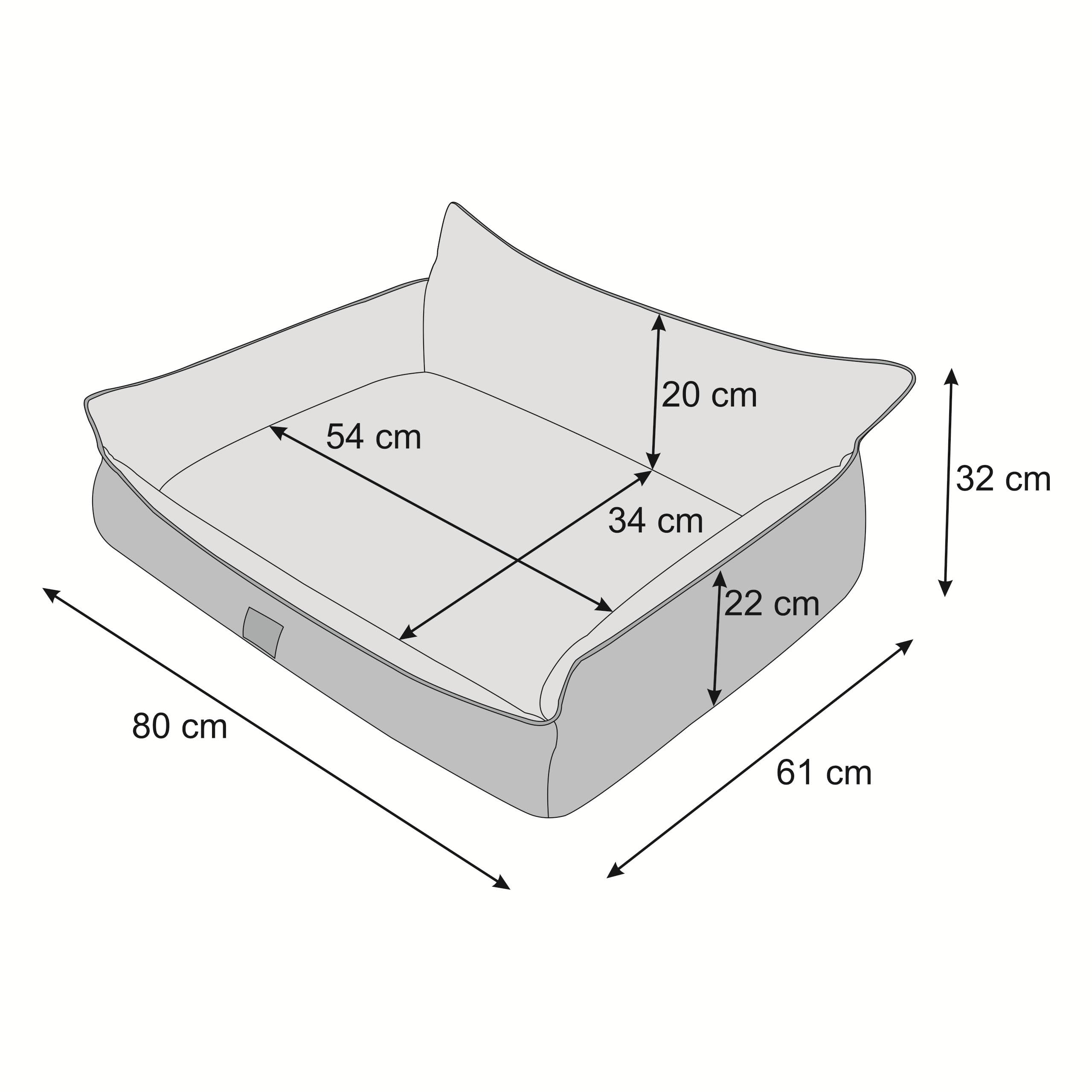 PillowPrim Hundebett - Möbel für Tiere, Katzenbett - Hundekorb für kleine mittelgroße & große Hunde - Hundekissen – Hundesofa – Hundeliege – Schlafplätze - 80x61 cm - Braun mit Pfoten