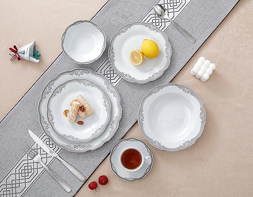 Vista 12 de Lorenzo Import Victoria - Vajilla de porcelana ondulada (57 piezas)