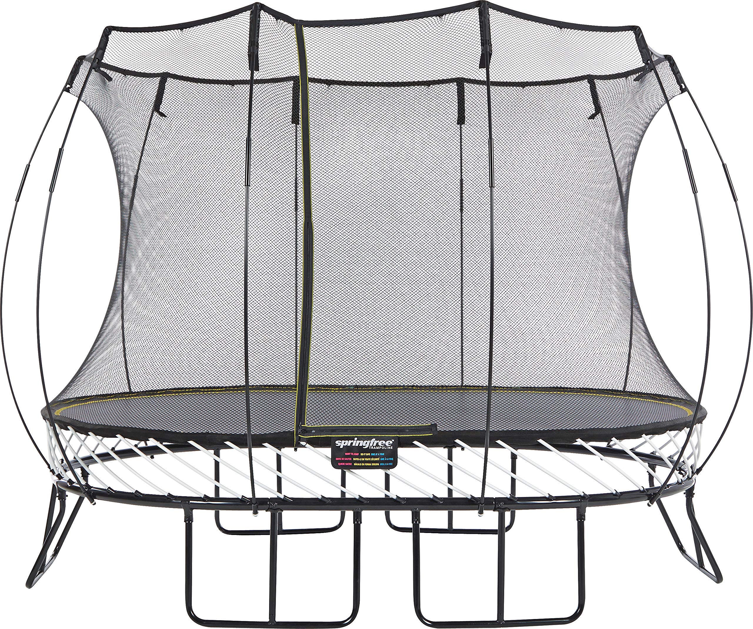 Springfree Oval Outdoor Backyard Trampoline w/ Safety Flexi Net Enclosure & Soft Edge Mat - Springless Recreational and Fitness Trampolines for Kids, Adult and Family Jumping