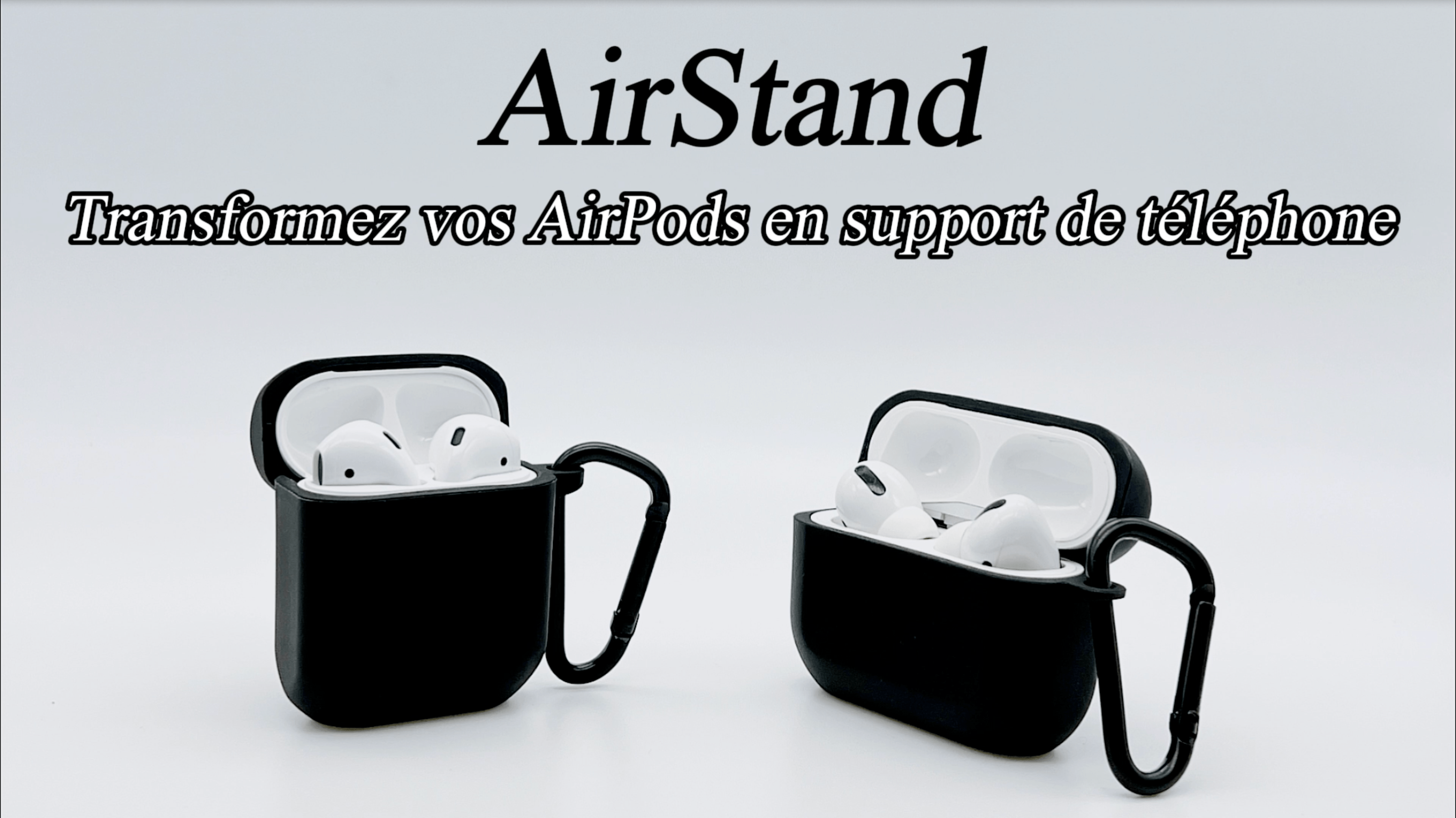 Coque AirPods Avec Support Téléphone Intégré - Compatible AirPods Série 1 Et 2 - Protection Anti-choc TPU+PC - Mousqueton Inclus - 3