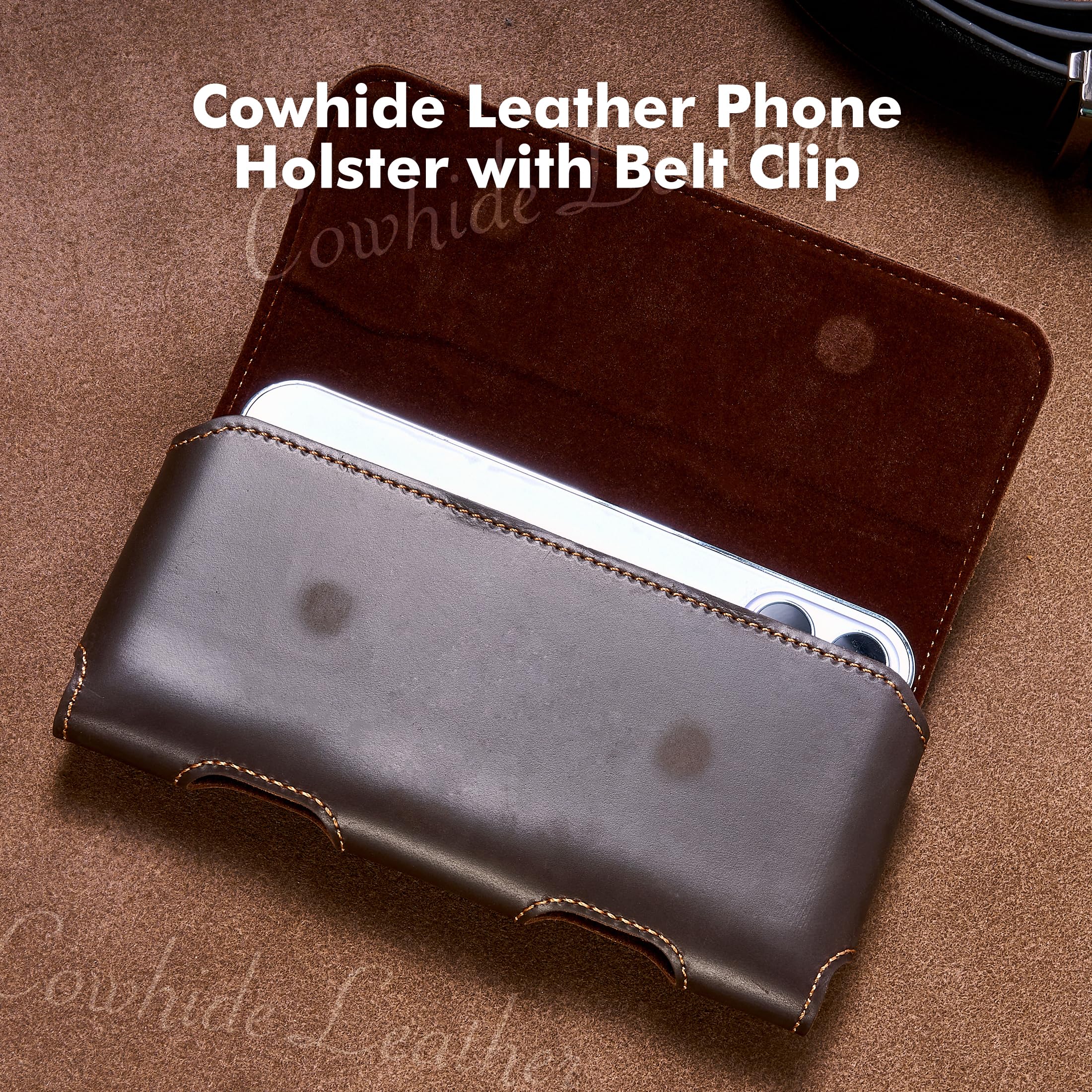 Gcepls Custodia in pelle per iPhone 16 15 14 13 12 11 Pro, XR, XS, Samsung Galaxy S23 S22 S21 S20 M01 Core, in vera pelle con clip per cintura, in pelle (marrone scuro, M)