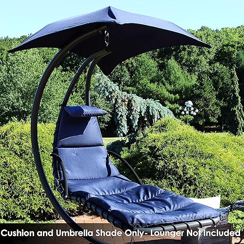 Miniatura 6 de Sunnydaze Cojín de repuesto para silla de salón colgante al aire libre con relleno de poliéster y tela de paraguas - azul marino