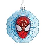 Hallmark Marvel Spider-Man Face on Web Christmas Ornament, Blown Glass