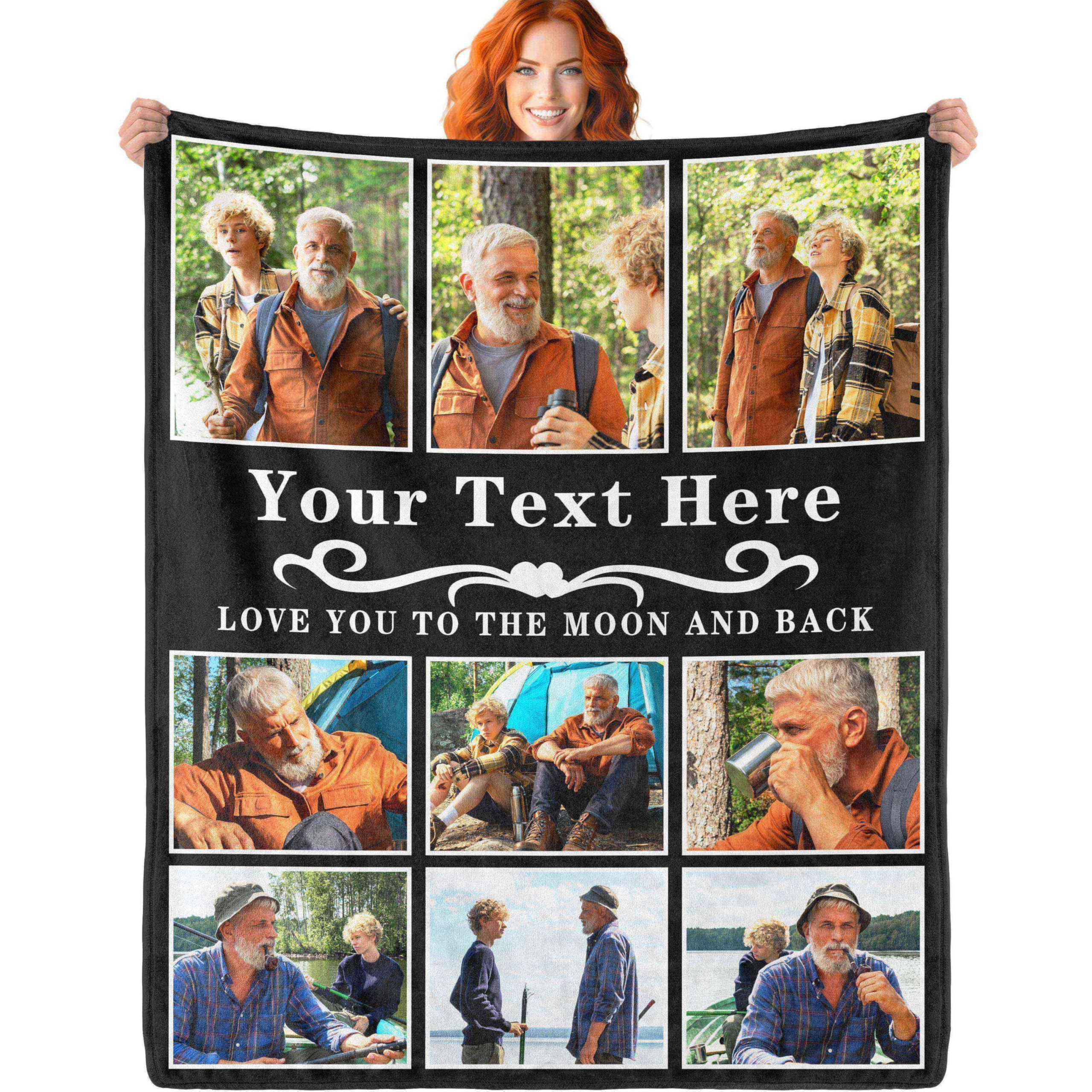 Ericat Photo-9 Personalised Blanket With Photo Text Custom Blanket Customised Blanket Throws Customisable Blanket Picture Blankets Customized Valentines Day Gifts For Mom Dad Couple Girlfriend Boyfriend