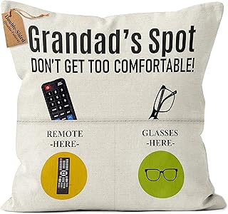 Kies GIFT®(Double-Sided) Gifts for Grandad Birthday Gifts with Pockets Cushion Cover 18x18 Inches Best Grandad Gifts Grandad Gift from Grandchildren Birthday Gifts for Grandad Grandpa Best Gifts