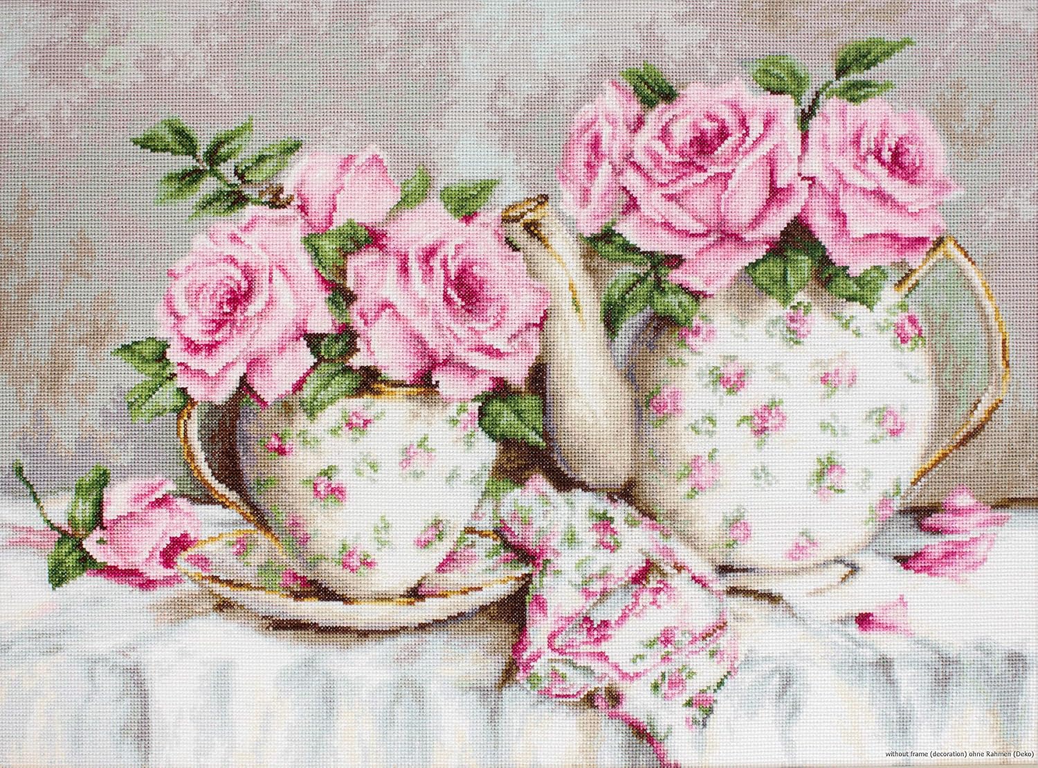 LUCAS-S Morning Tea & Roses Counted Cross-Stitch Kit