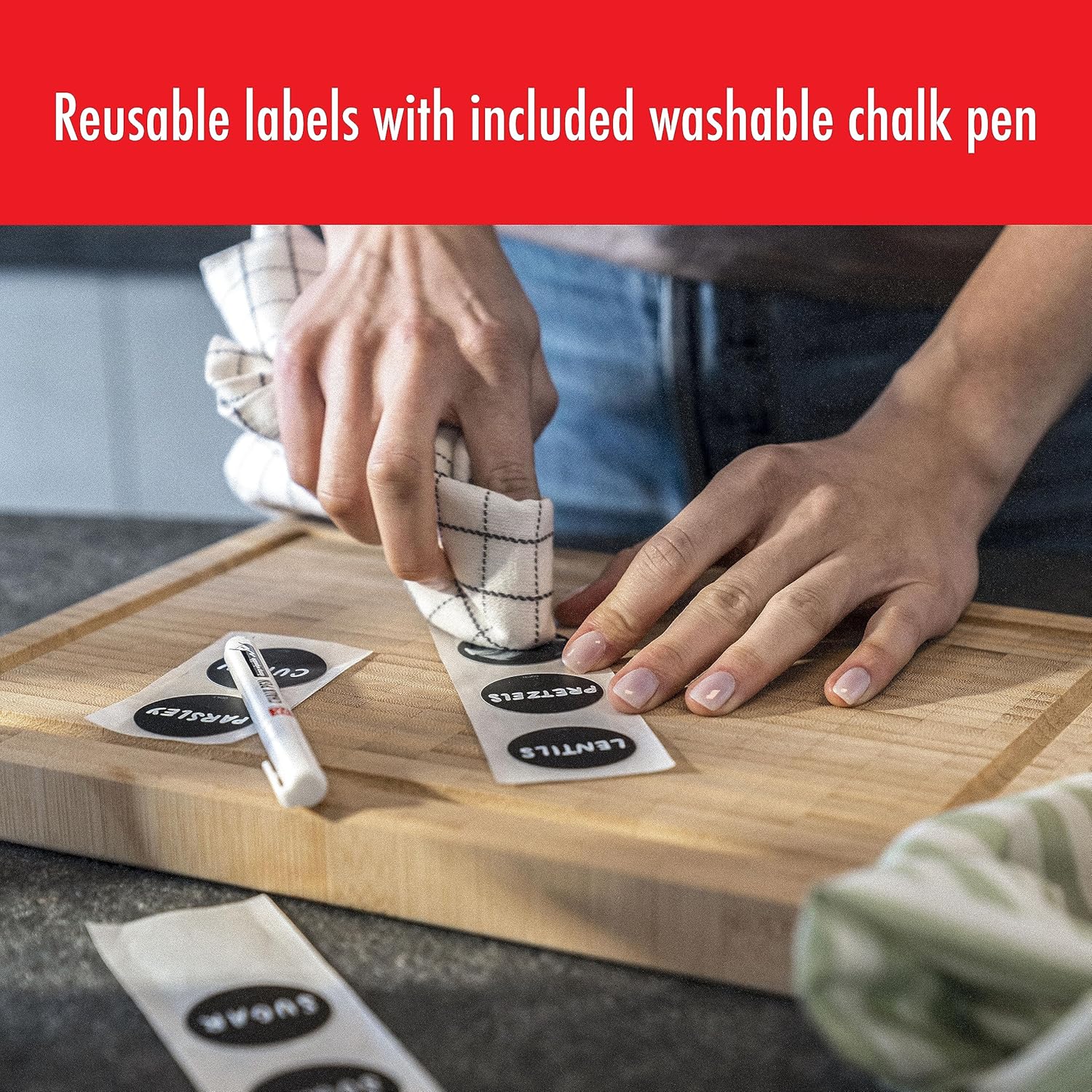 ZWILLING Fresh & Save CUBE 11-Piece Reusable Silicone Label with Chalk Maker Set, for Keeping Track of Food and Avoiding Waste, Black