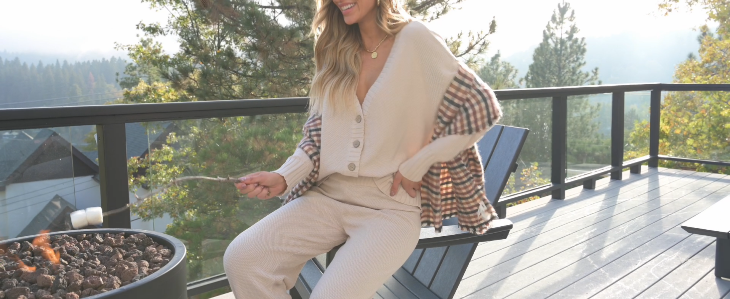 Amazon.com: LILLUSORY Womens 2 Two Piece Lounge Sets Sweater