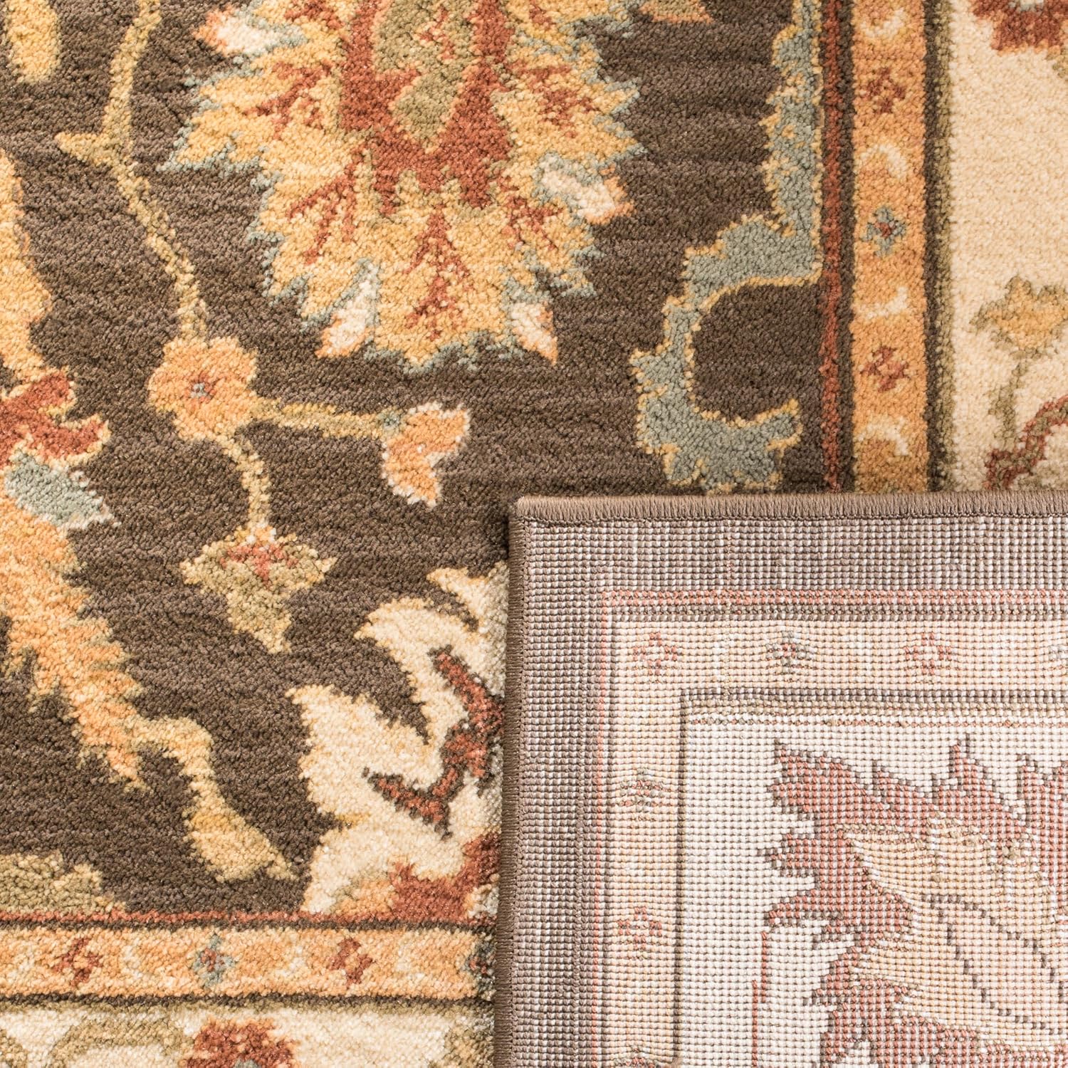 SAFAVIEH Heirloom Collection Runner Rug - 2'3" x 8', Brown & Creme, Vintage Design, Non-Shedding & Easy Care, Ideal for High Traffic Areas in Living Room, Bedroom (HLM1666-2511)