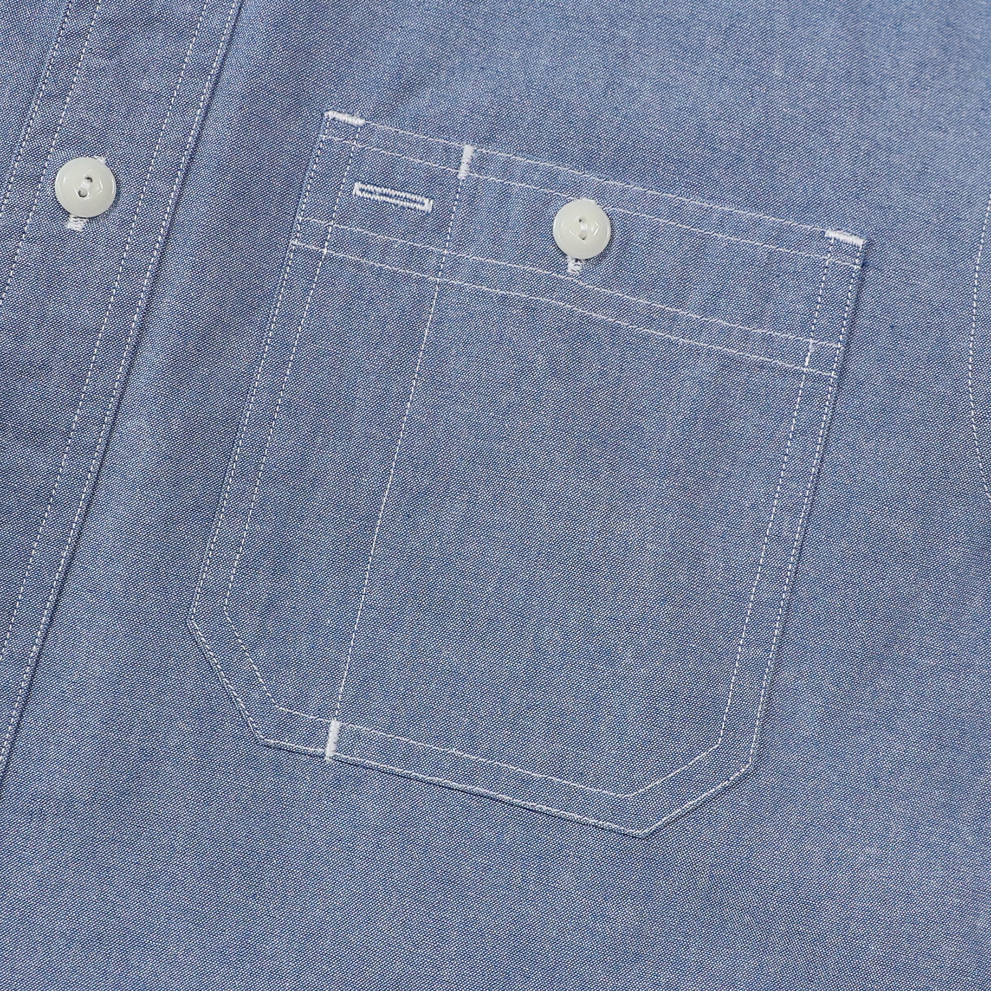Dubinik® Chemise Homme Manches Courtes en Chambray Coton Léger Coupe Regular Deux Poches Style Urbain Décontracté