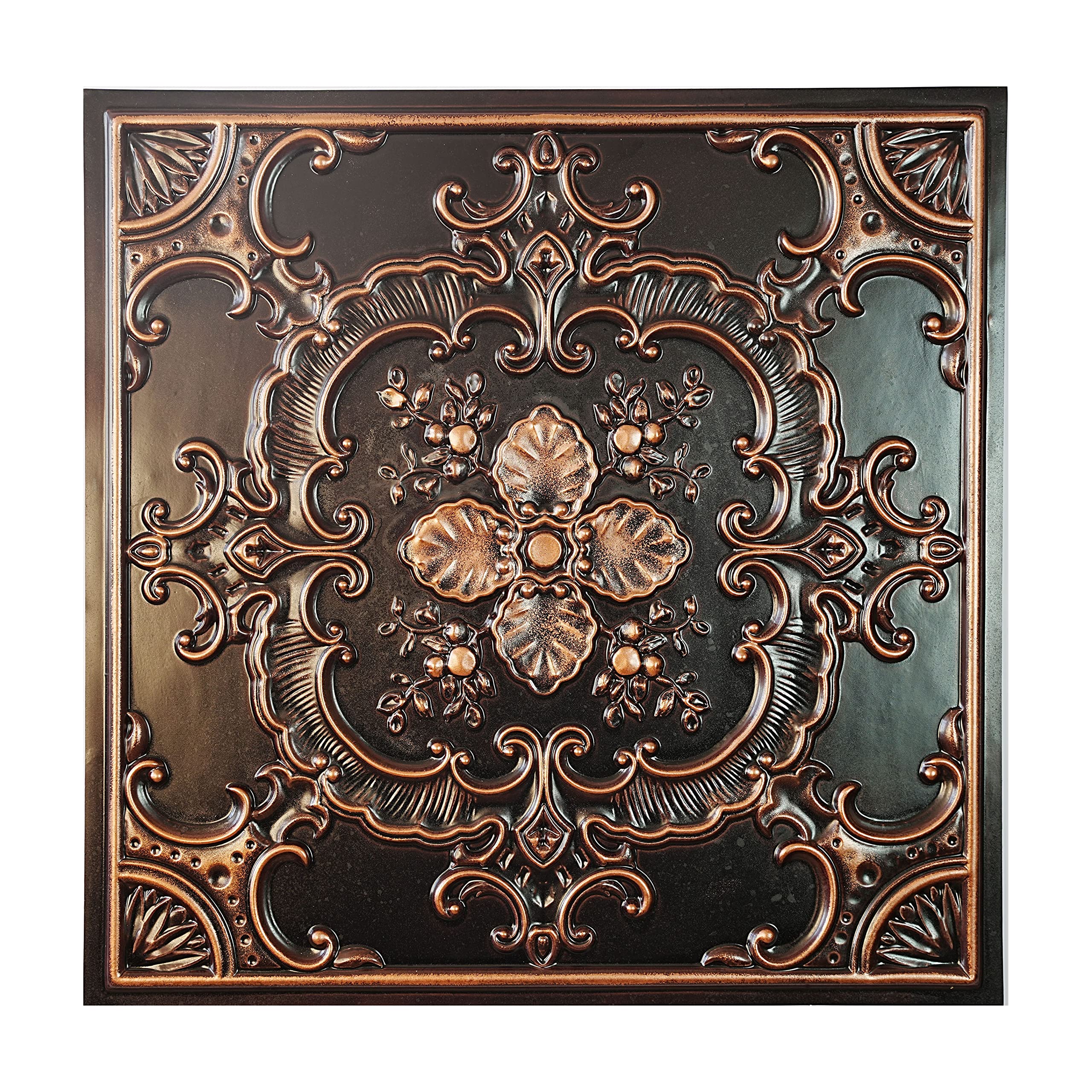 Paintsdecor Traditonal Copper Glue Up Painted Ceiling Tiles, Easy To Install Pvc Panels, (10-Pack,40 Sq.ft) Wall Decor For Bar Cafe Club Pl19 10Piece (Traditonal Copper)