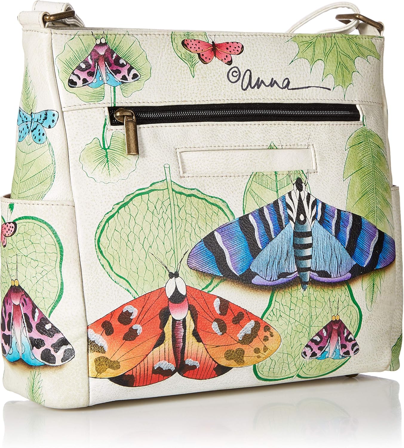 Anna by Anuschka Women's Hand-Painted Genuine Leather Crossbody with Side Pockets - Image 3