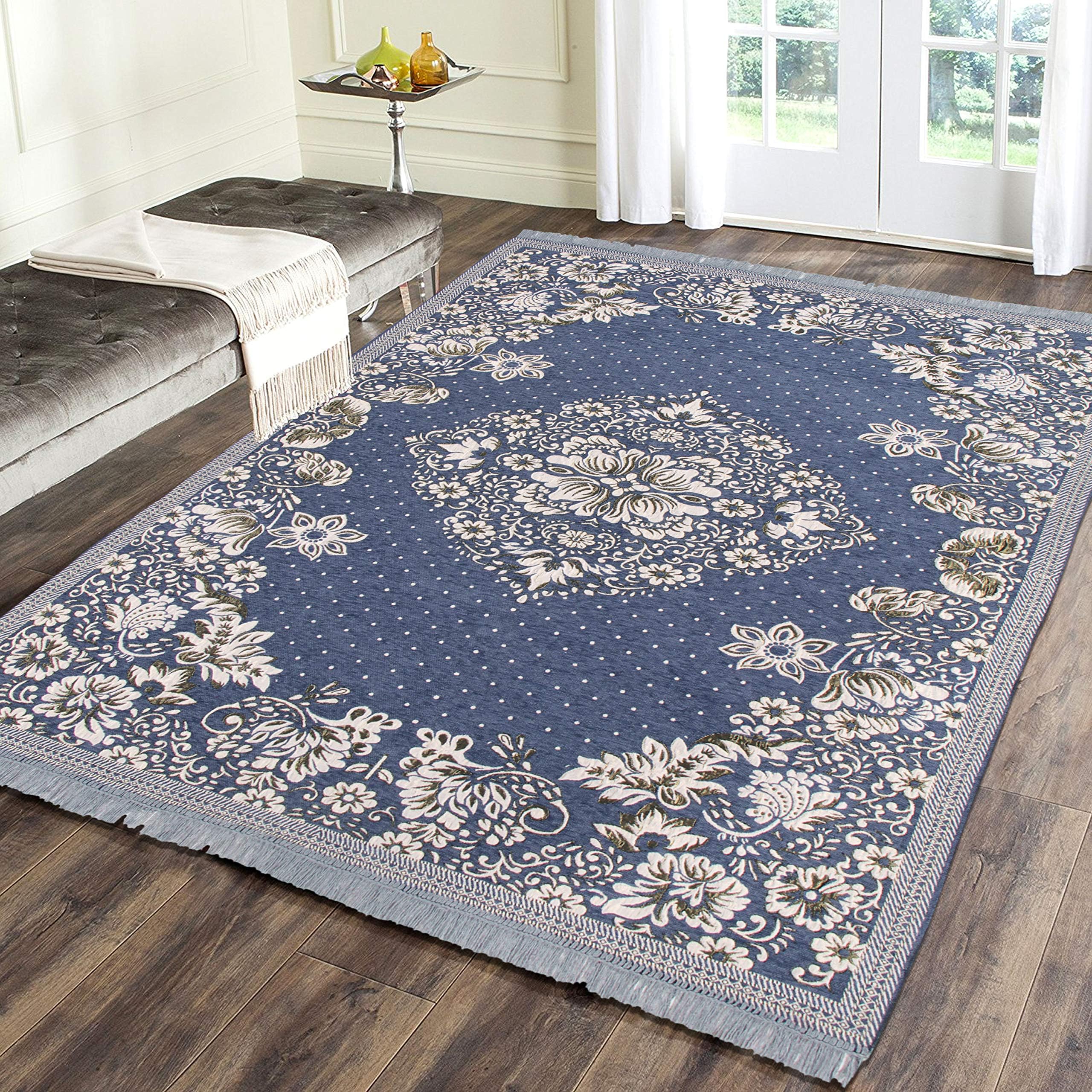Zesture Home 6D Chenille Rectangular Floral Design Brown Multipurpose Modern Carpet/Area Rug/Dhurrie- (Grey, 138 Cms X 183 Cms)