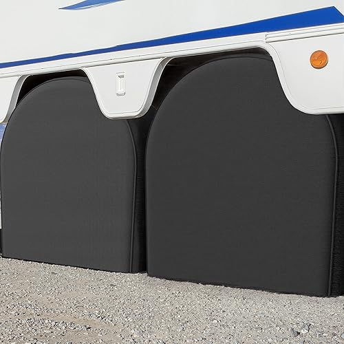 Miniatura 6 de eletecpro Juego de 4 fundas para neumáticos de autocaravana con revestimiento impermeable y Oxford 600D resistente, accesorios para neumáticos a