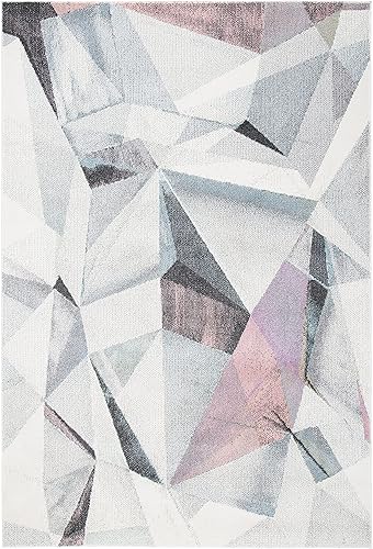 Miniatura 42 de SAFAVIEH Porcello Collection - Alfombra de área de 8 x 10 pies, gris claro y naranja, diseño abstracto moderno, no desprende pelusa y de fácil Gris