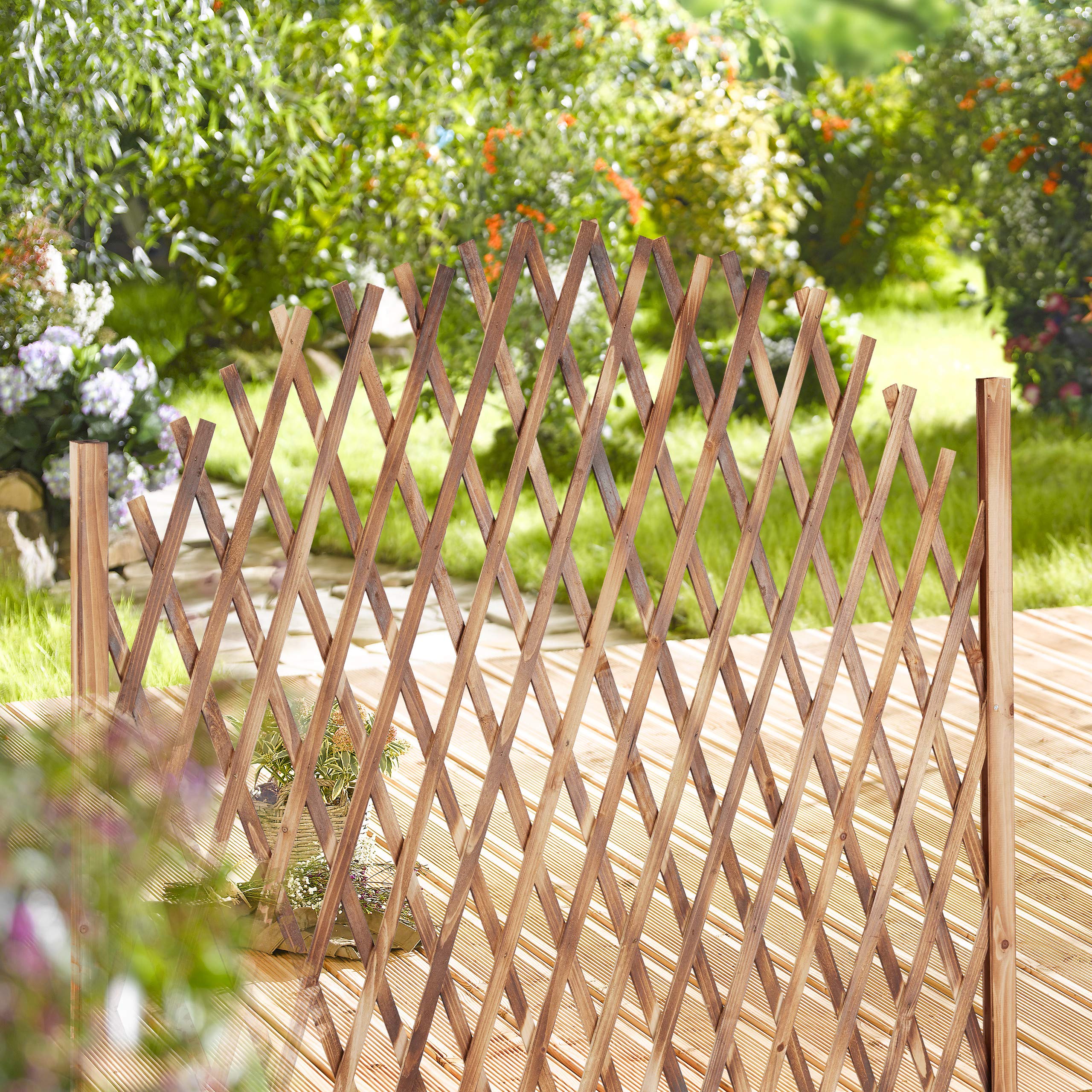 Relaxdays Graticolato in Legno, Allungabile Fino a 200 Metri, per Piante Rampicanti, per Giardini, Balconi, Bianco