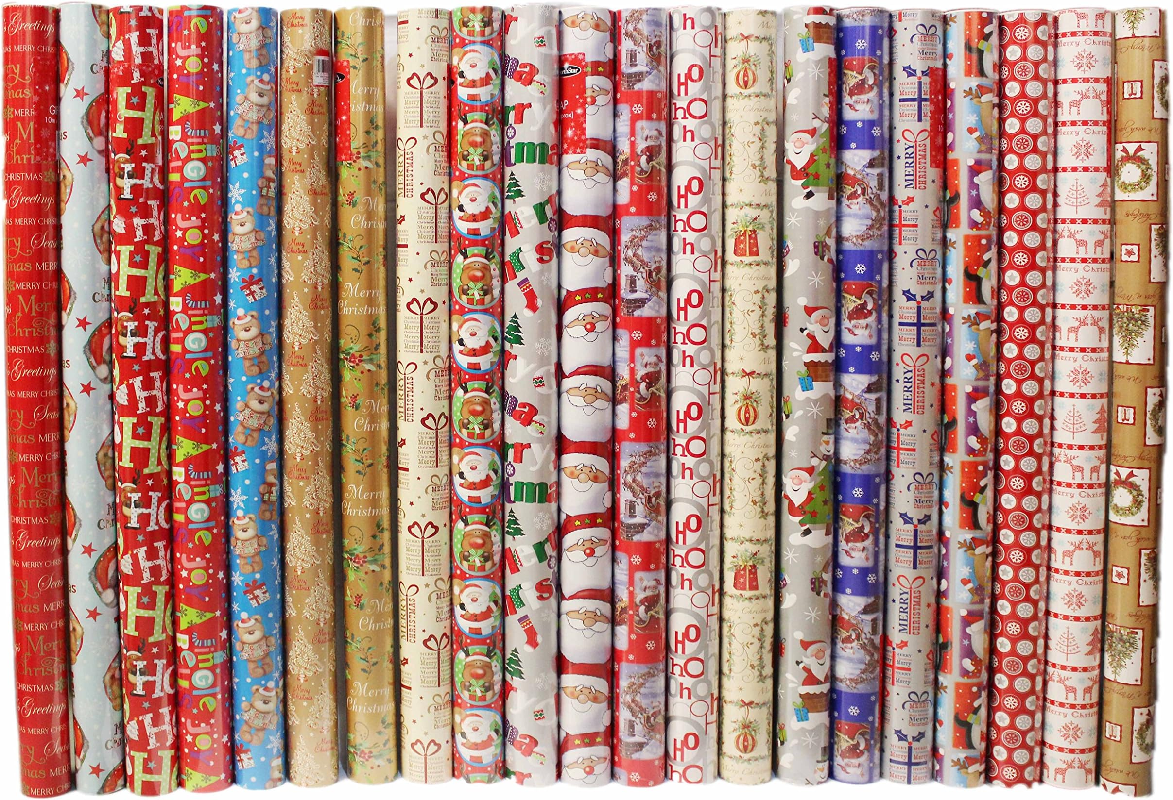4 x 10m Christmas Wrapping Paper Rolls - Kids Snowman / Santa / Penguin / Reindeer
