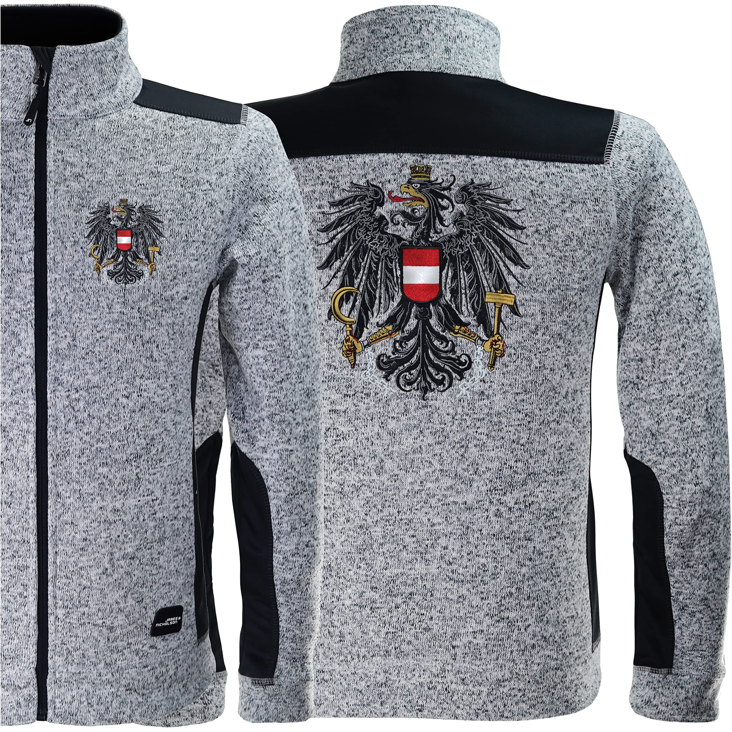 ÖSTERREICH Strickfleecejacke Herren Adler GESTICKT