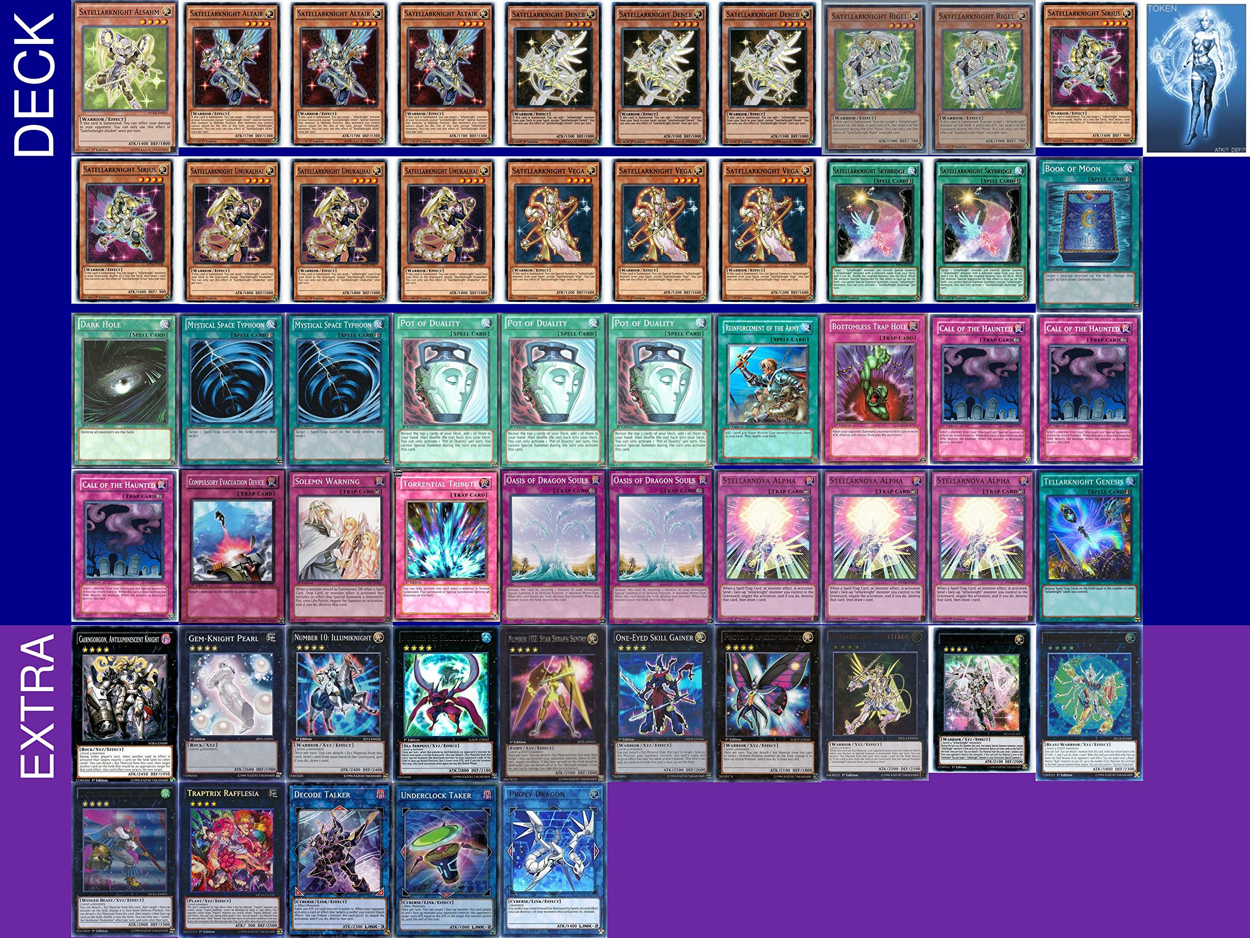 YU-GI-OH! YUGIOH Tournament Ready Satellarknight Deck con Cubierta Extra  Completa y Exclusivo Token para Juegos de Fantasma + una Caja de Cubierta y  100 Mangas : Amazon.com.mx: Juguetes y Juegos