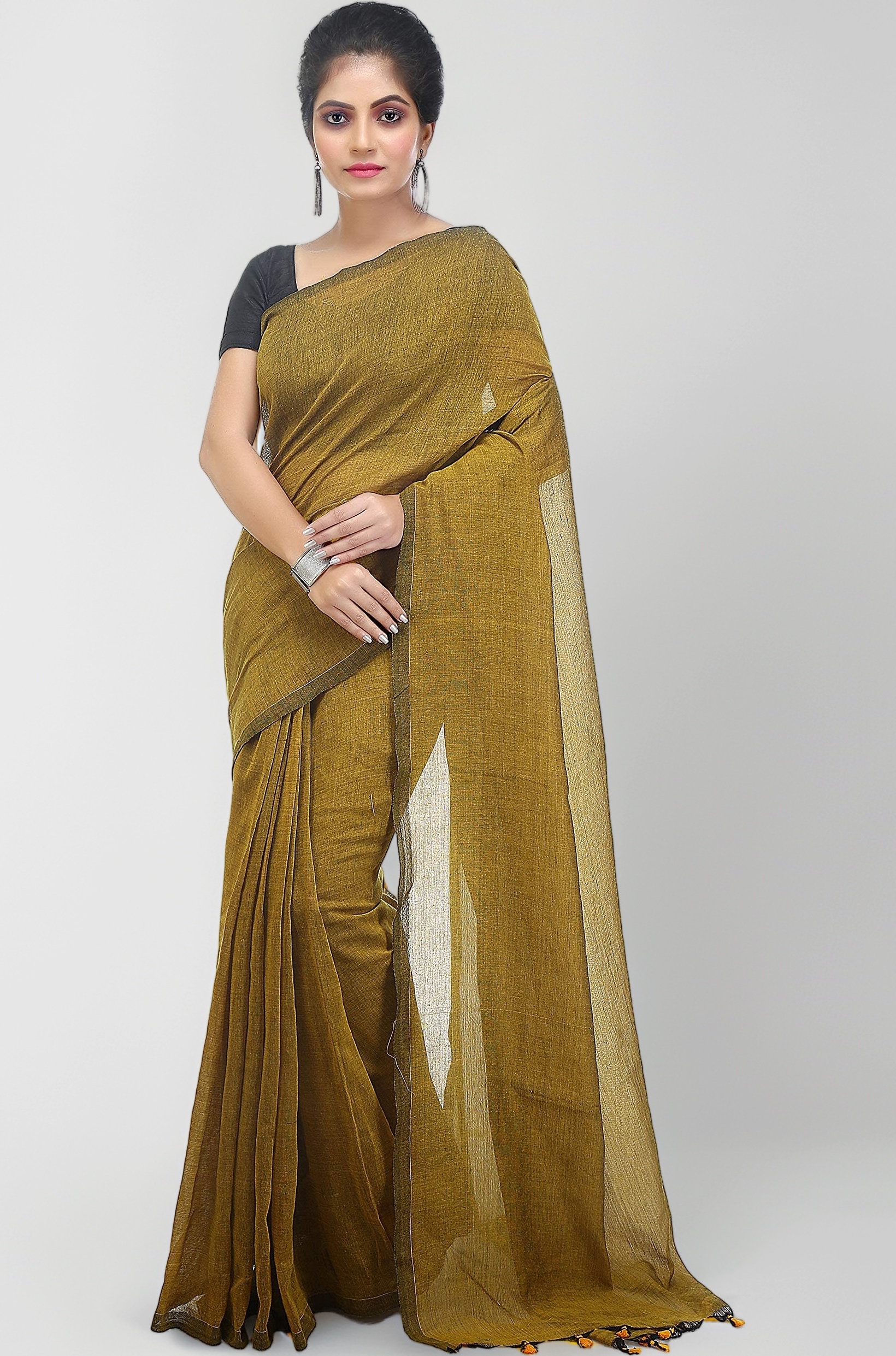 BENGAL HANDLOOM Women's Pure Premium Cotton Saree With Blouse Piece