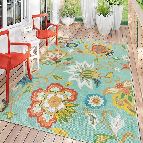 Lahome Floral Indoor Outdoor Rug 5x8