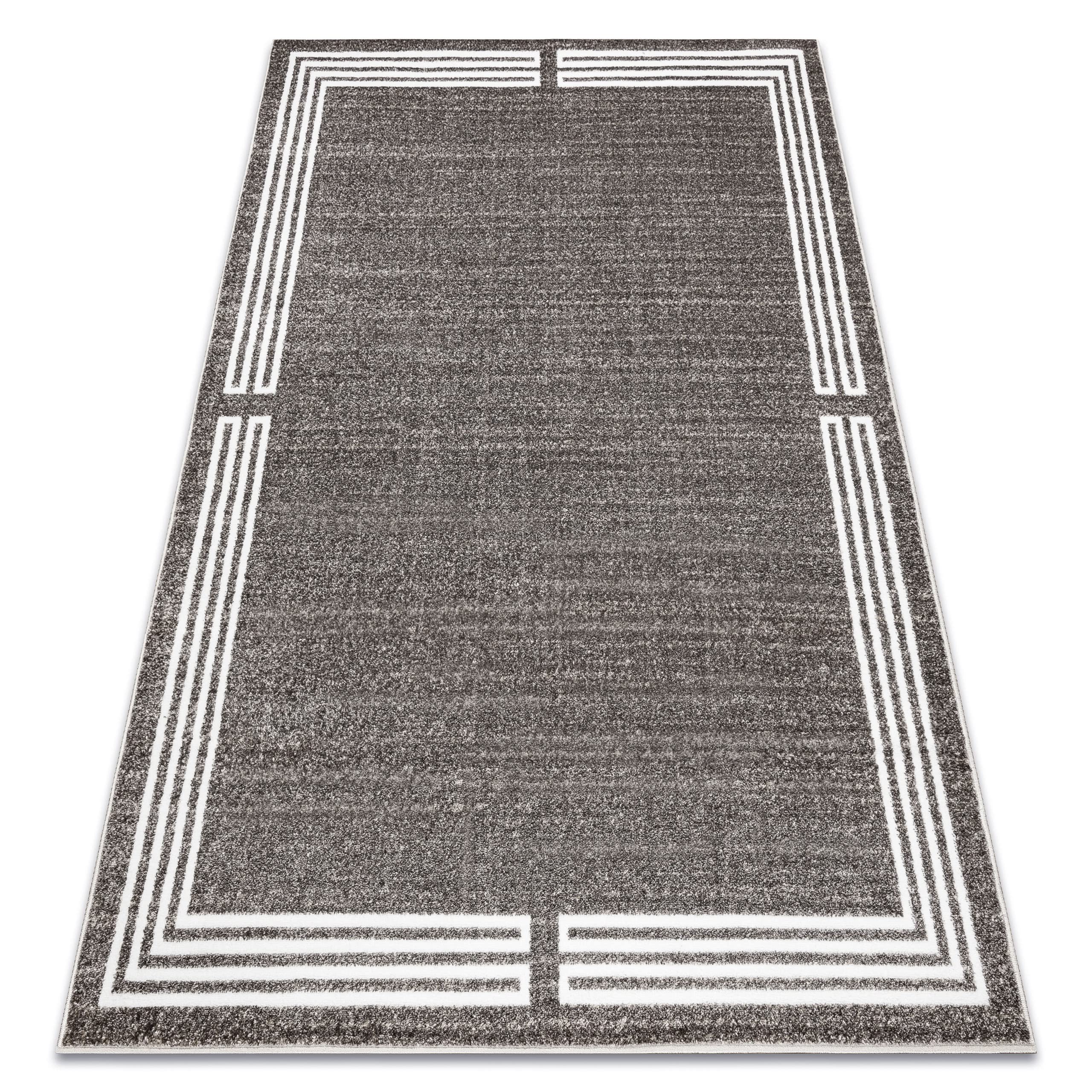 Tapis MATEO 8034/944 gris et beige à motif cadre moderne en relief 180x270 cm