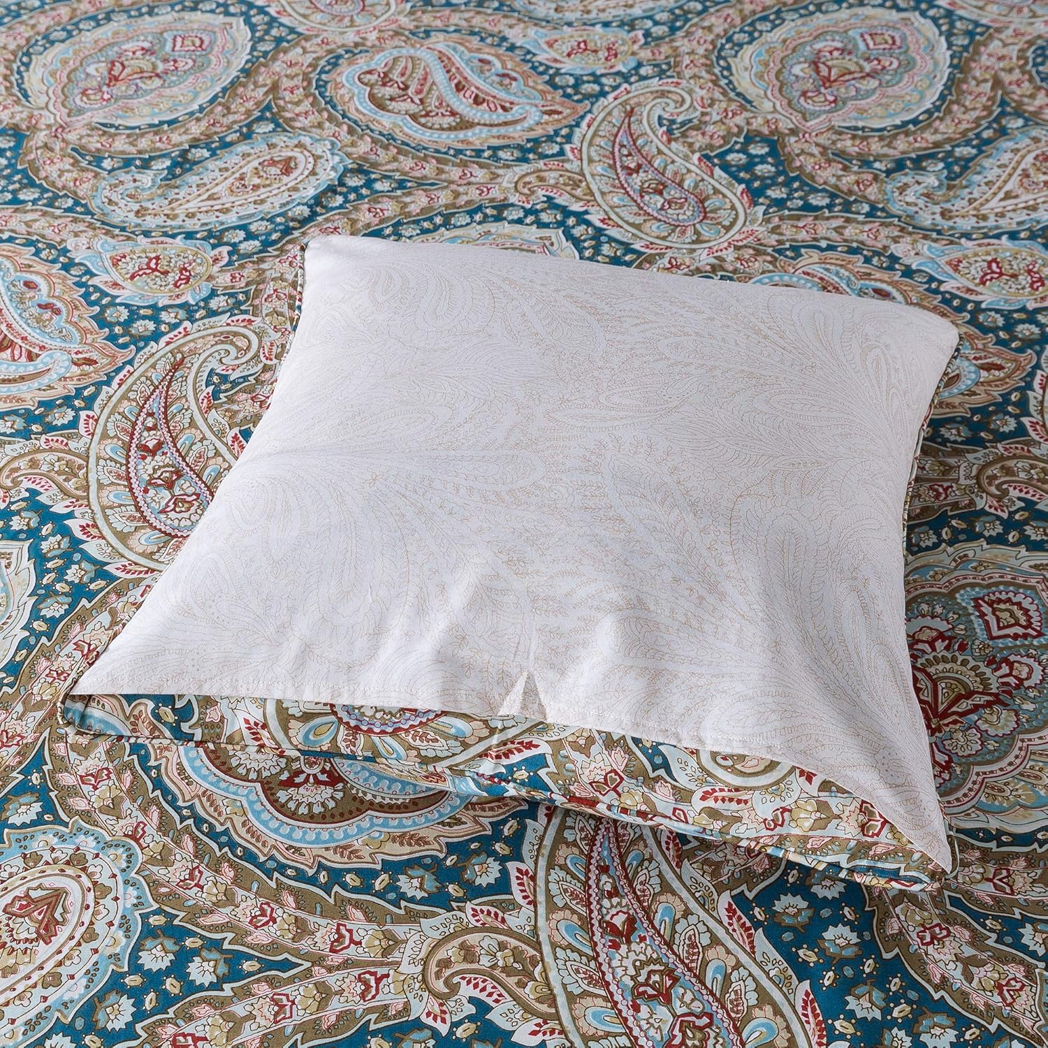 FADFAY Paisley Duvet Cover Set 100% Cotton Ultra Soft Blue and Beige Reversible Paisley Bedding Set with Hidden Zipper Closure 3 Pieces, 1Duvet Cover & 2Pillowcases, King/California King Size