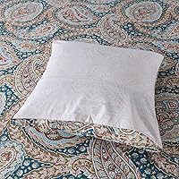 Vista 7 de FADFAY Juego de funda de edredón de cachemira, tamaño individual, color azul y beige, reversible, estampado floral, 100% algodón, ultra suave