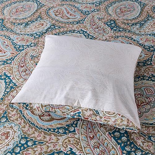 Miniatura 7 de FADFAY Juego de funda de edredón de cachemira, ropa de cama bohemia con estampado de cachemira azul marino, ropa de cama floral vintage, 100%