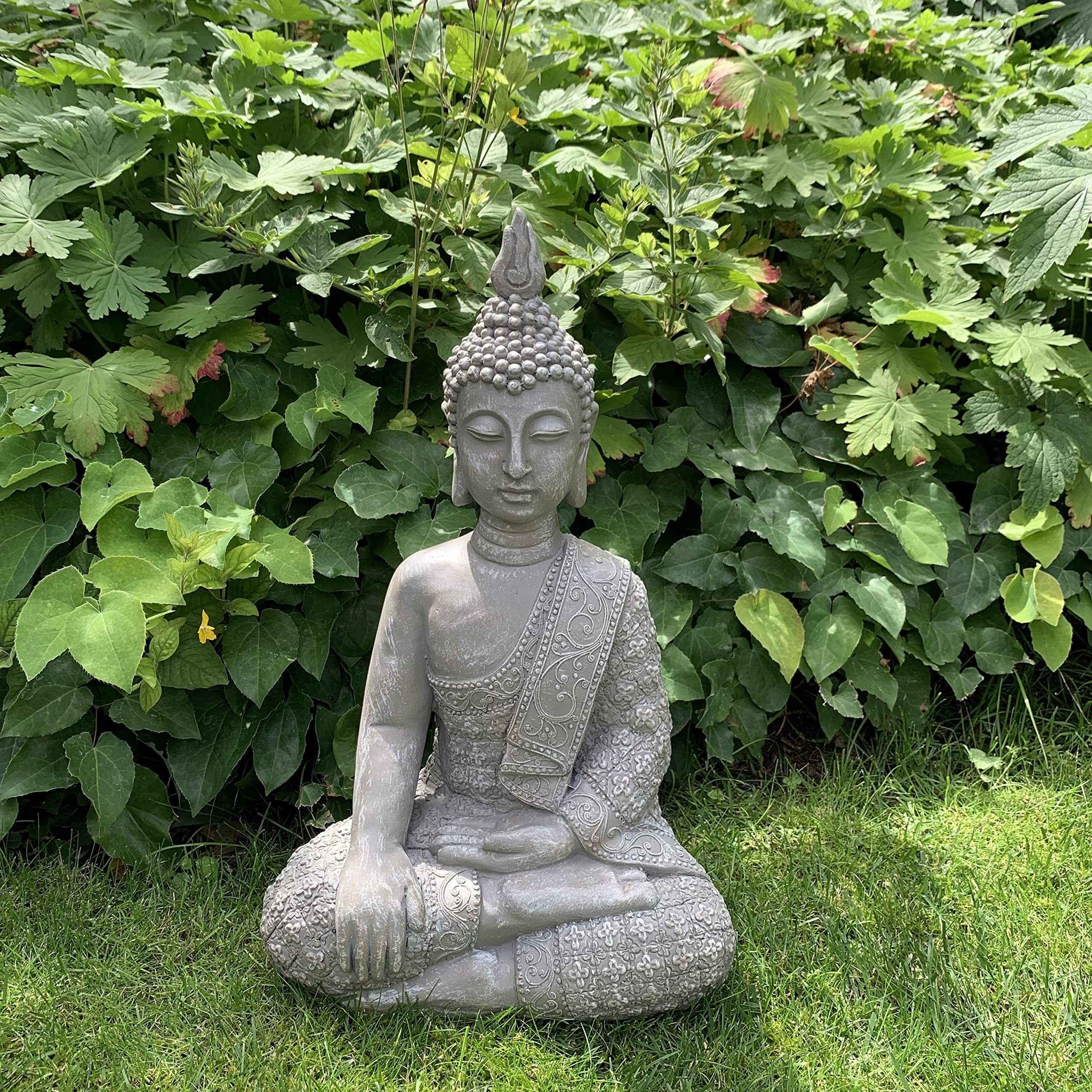 Statua di Buddha Feng Shui Grande 45cm Pietra Artificiale Imitazione Calcestruzzo