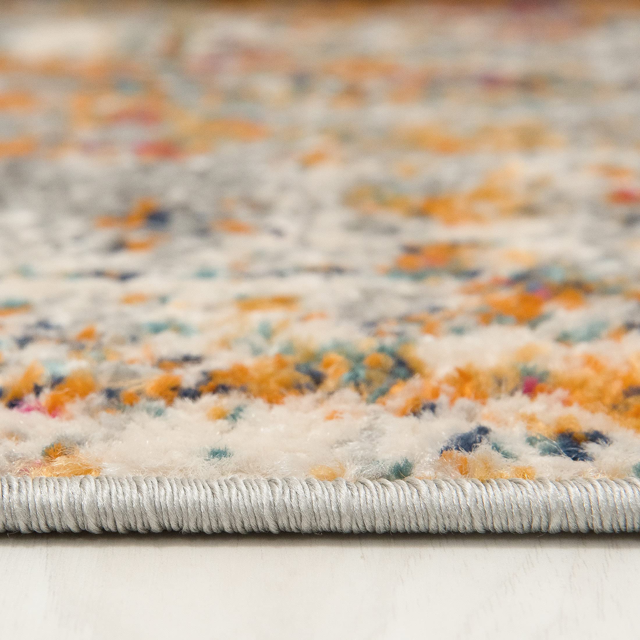 Carpeto Groß Teppich Wohnzimmer 200x300cm Anthrazit Orange Abstrakt Weich