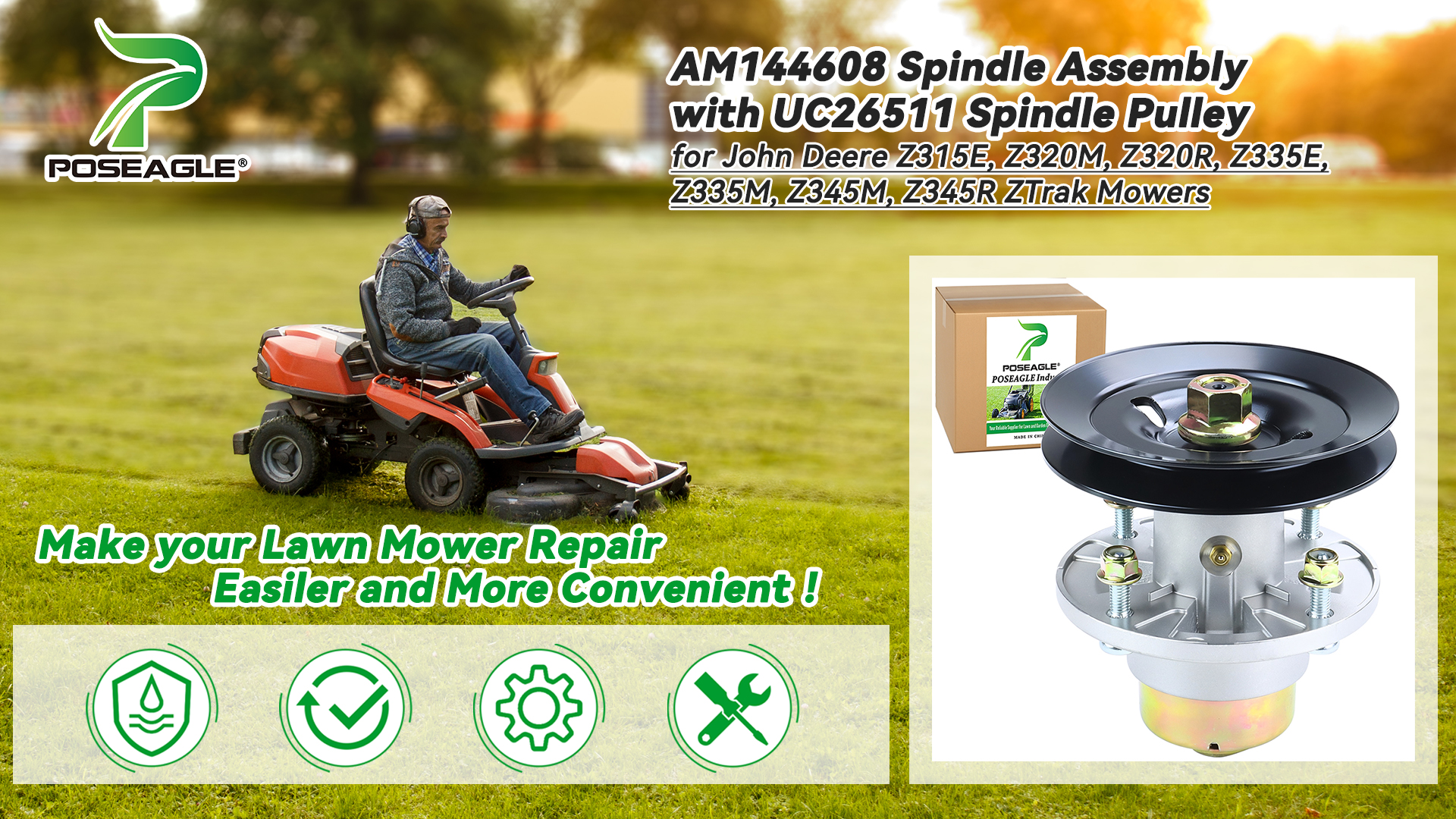 Amazon.com : POSEAGLE AM144608 Spindle Assembly Kit for John Deere