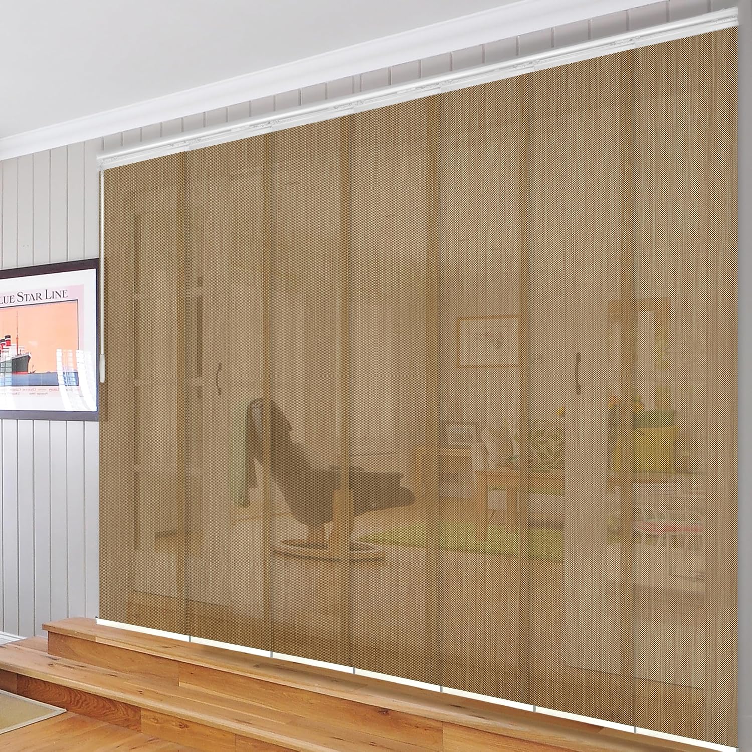 A&F Rod Décor - Leon 7-Panel Single Rail White Panel Track Extendable 110"-153" W x 94" H, Panel Width 23.5"