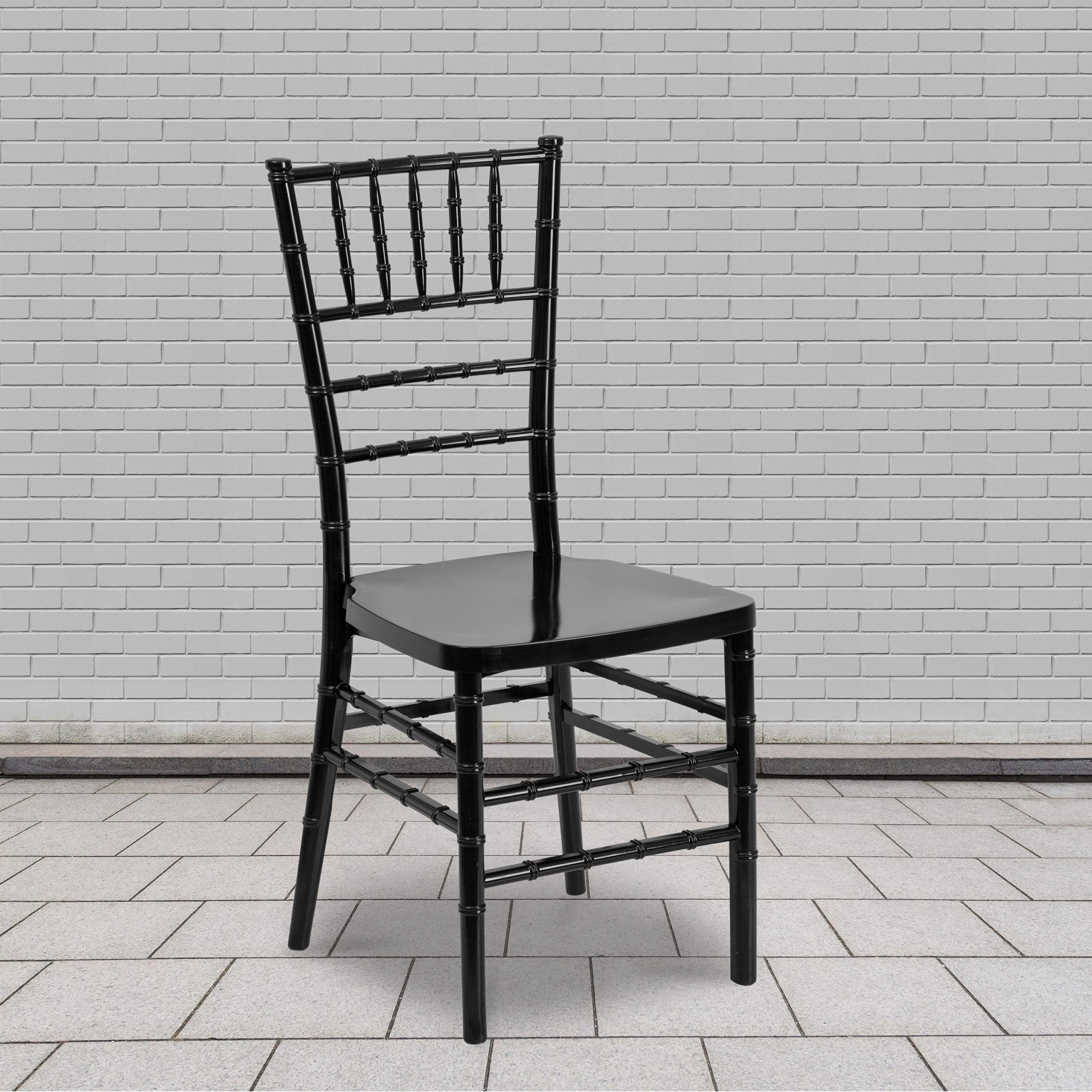 EMMA + OLIVER 2 Pack Black Resin Stacking Chiavari Chair - Hospitality and Event Seating