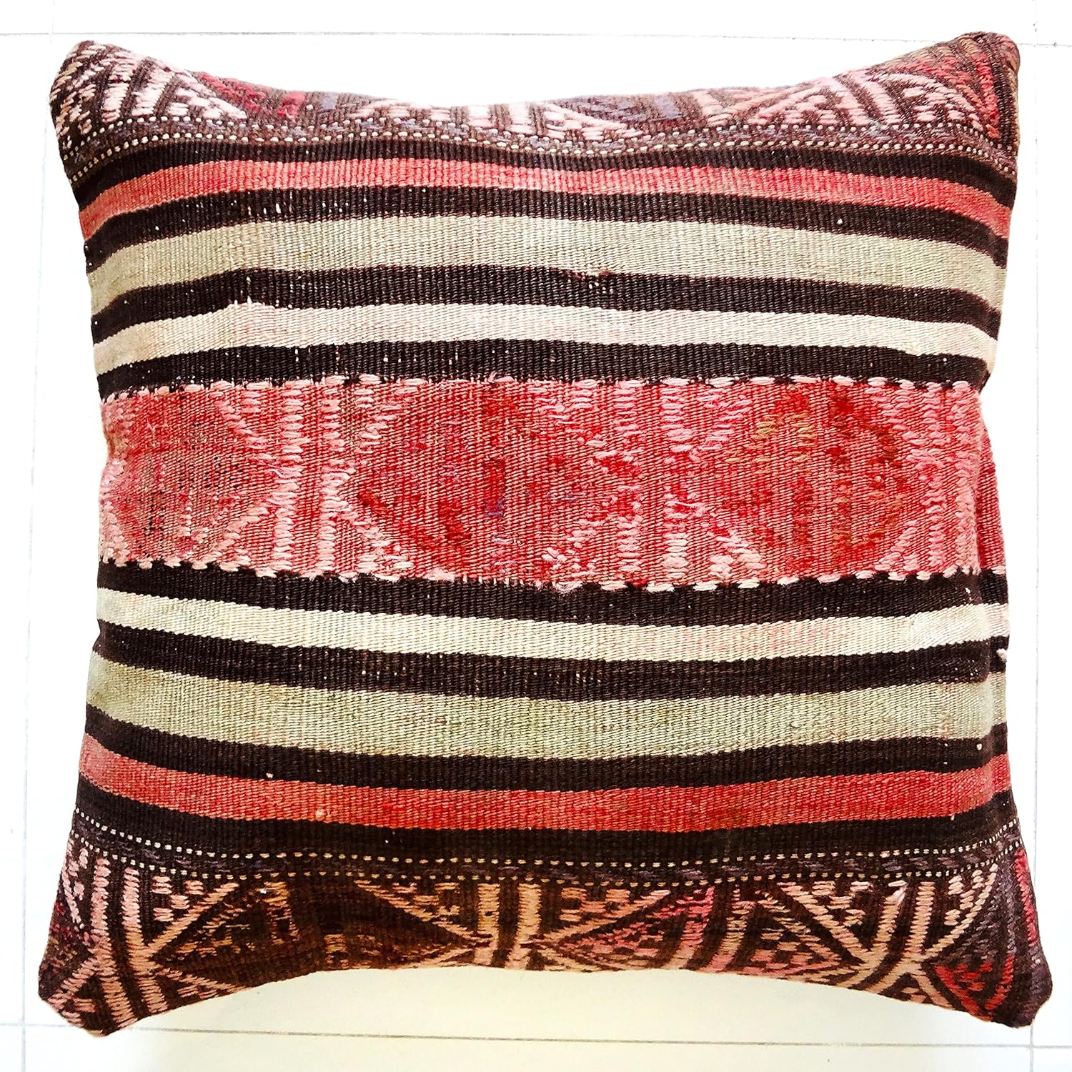 20×20 Rug Throw Pillow, Kilim Pillow Cover, Ethnic Pillow