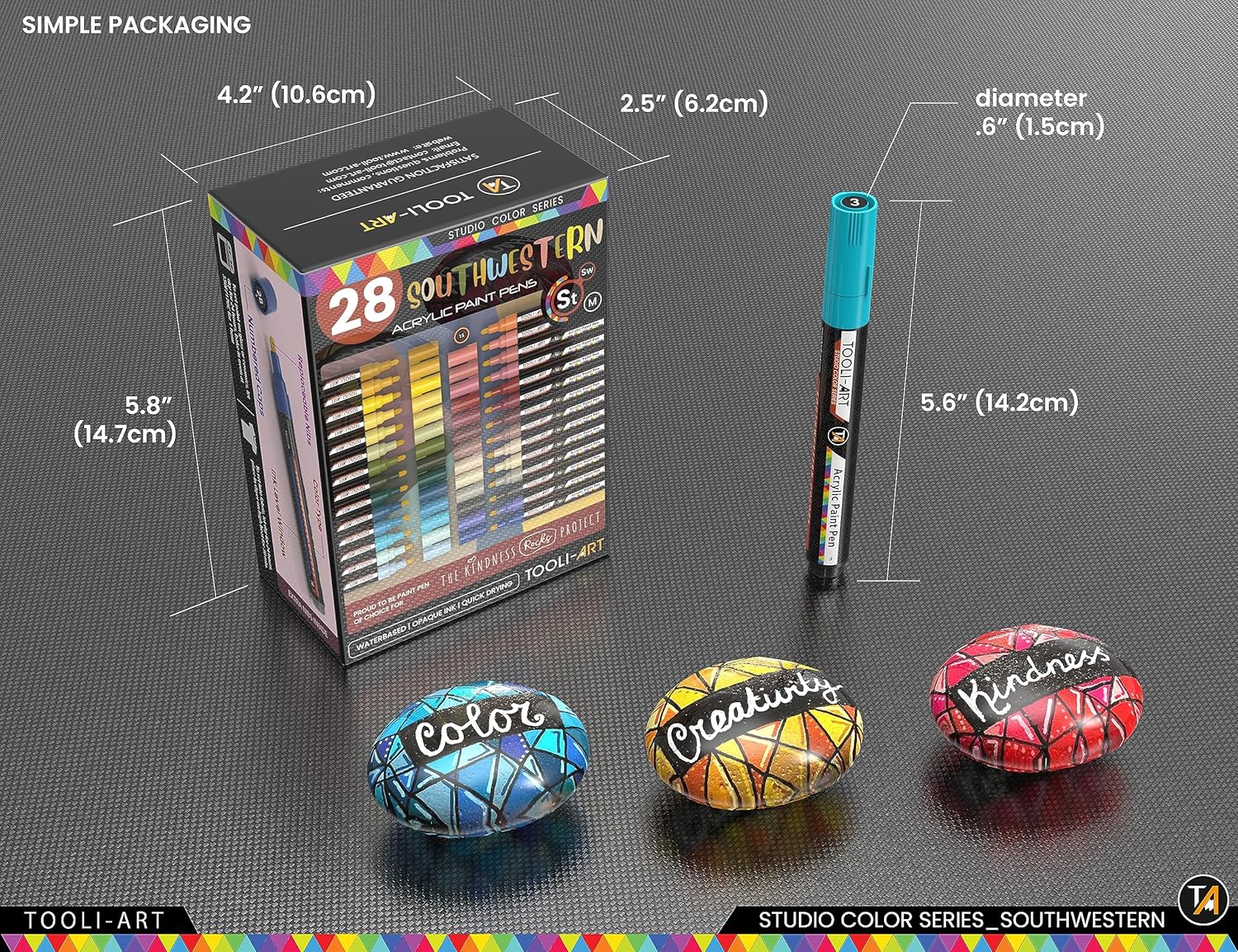 28 Southwestern Colors Acrylic Paint Pens Studio Color Series Markers Set 3mm Medium Tip, Rock Painting, Glass, Mugs, Wood, Metal, Canvas, DIY Projects, Detailing. Non Toxic, Waterbased, Quick Drying - Image 6