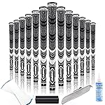 CHAMPKEY Premium Hybrid Golf Grips 13 Pack with All Repair Kits - All Weather Performance Golf Club Grips - High Traction and Control Half Corded Golf Grips for Men(Black,Standard)