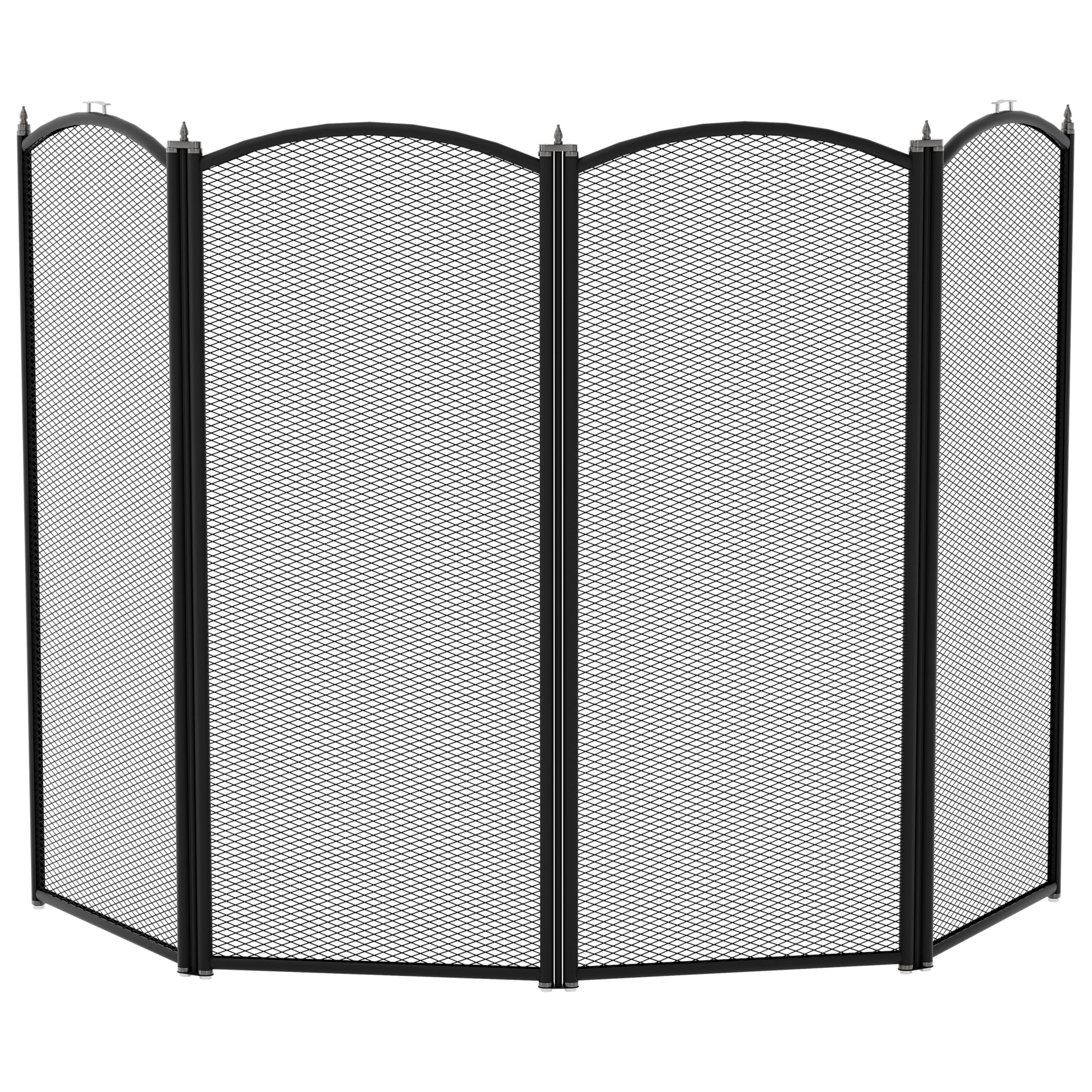 Home Discount Fire Vida Fire Screen 4 Panel, Black