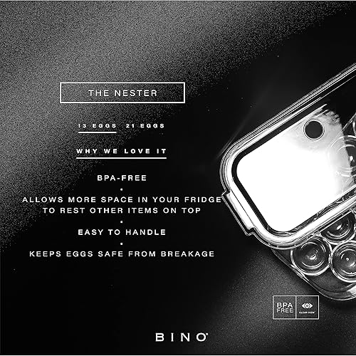 Miniatura 2 de BINO Recipiente de plástico para huevos para refrigerador, transparente, 13 unidades, resistente, duradero