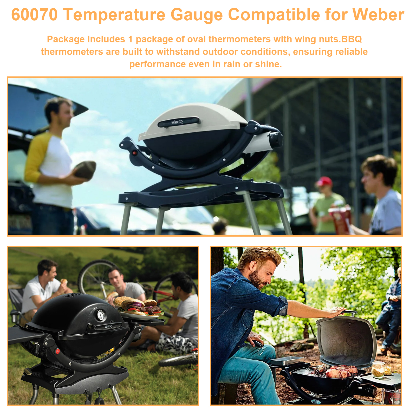 Image of 60070 Grill Temperature Gauge Fit for Weber 60070 Oval Q Thermometer