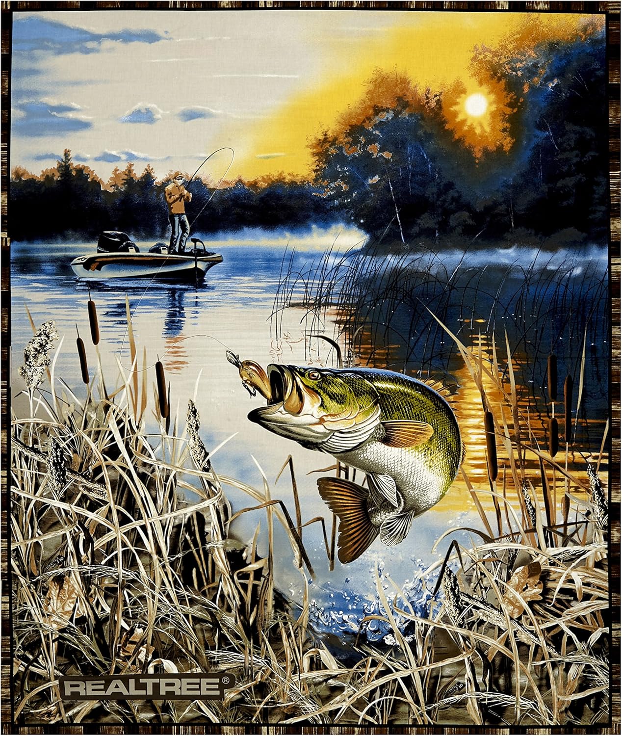 Realtree Bass Fishing 36 Panel Multi, Fabric by the Yard