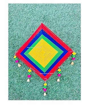 SPHINX Woolen Colorful Decorative Kites, Pom pom Dream catchers, pom pom round wall hangings for backdrops Festive Pooja Wedding Housewarming Diwali Decorations – (Large Decorative Kites, 10 Pieces)
